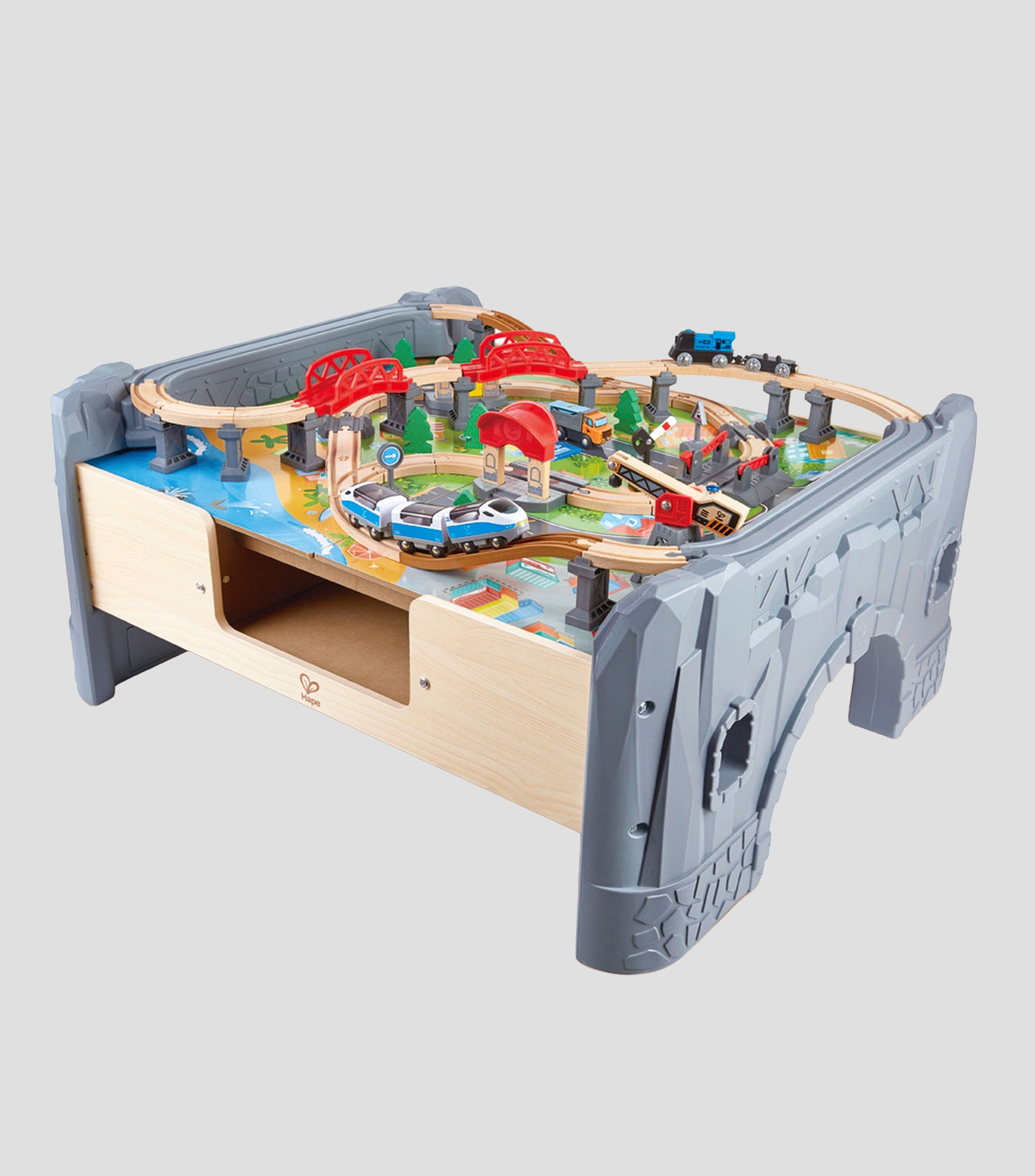 Juego de Ferrocarril con Mesa, Trenes y Locomotora