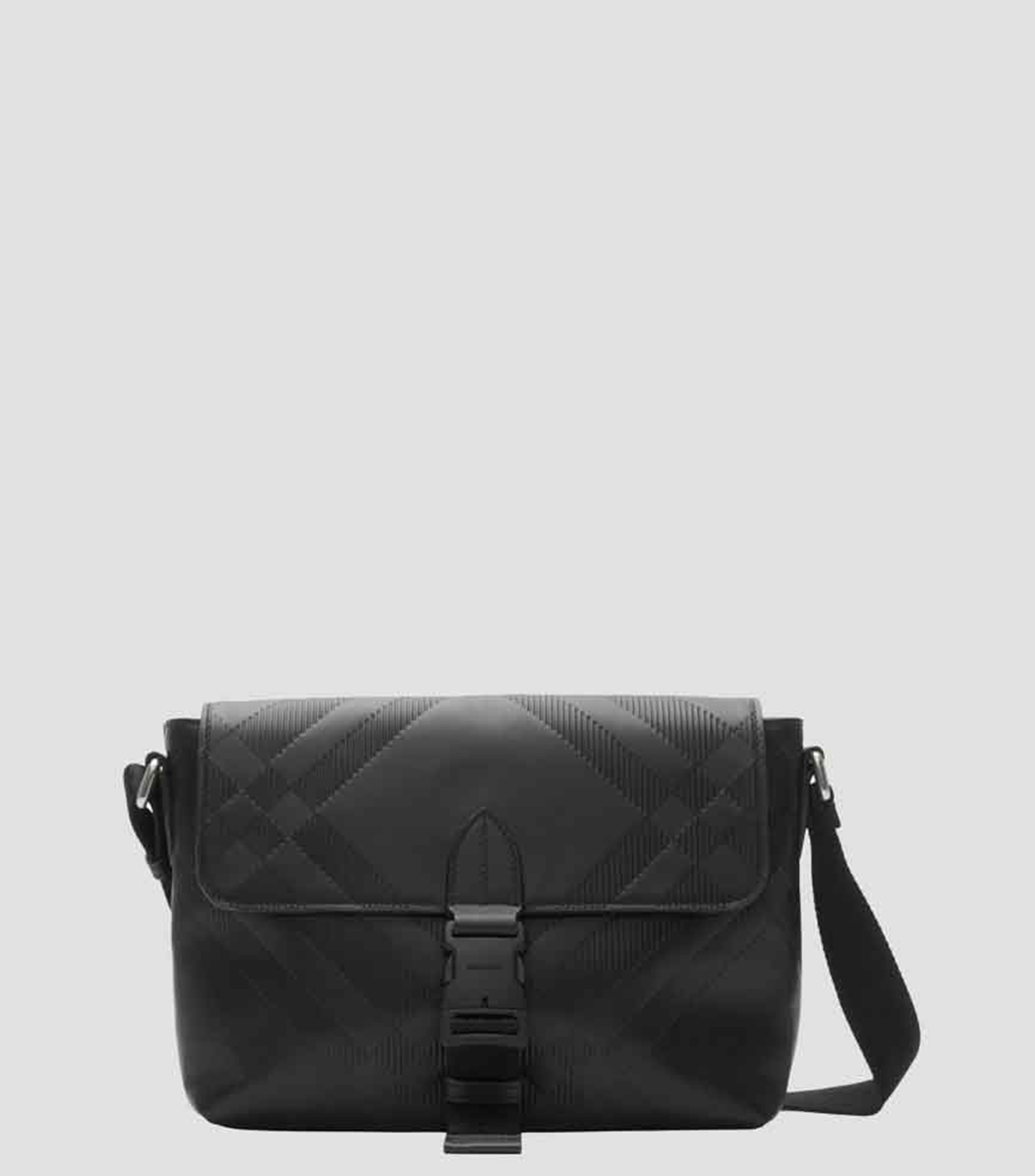 Bolso messenger con cuadros en piel Hombre