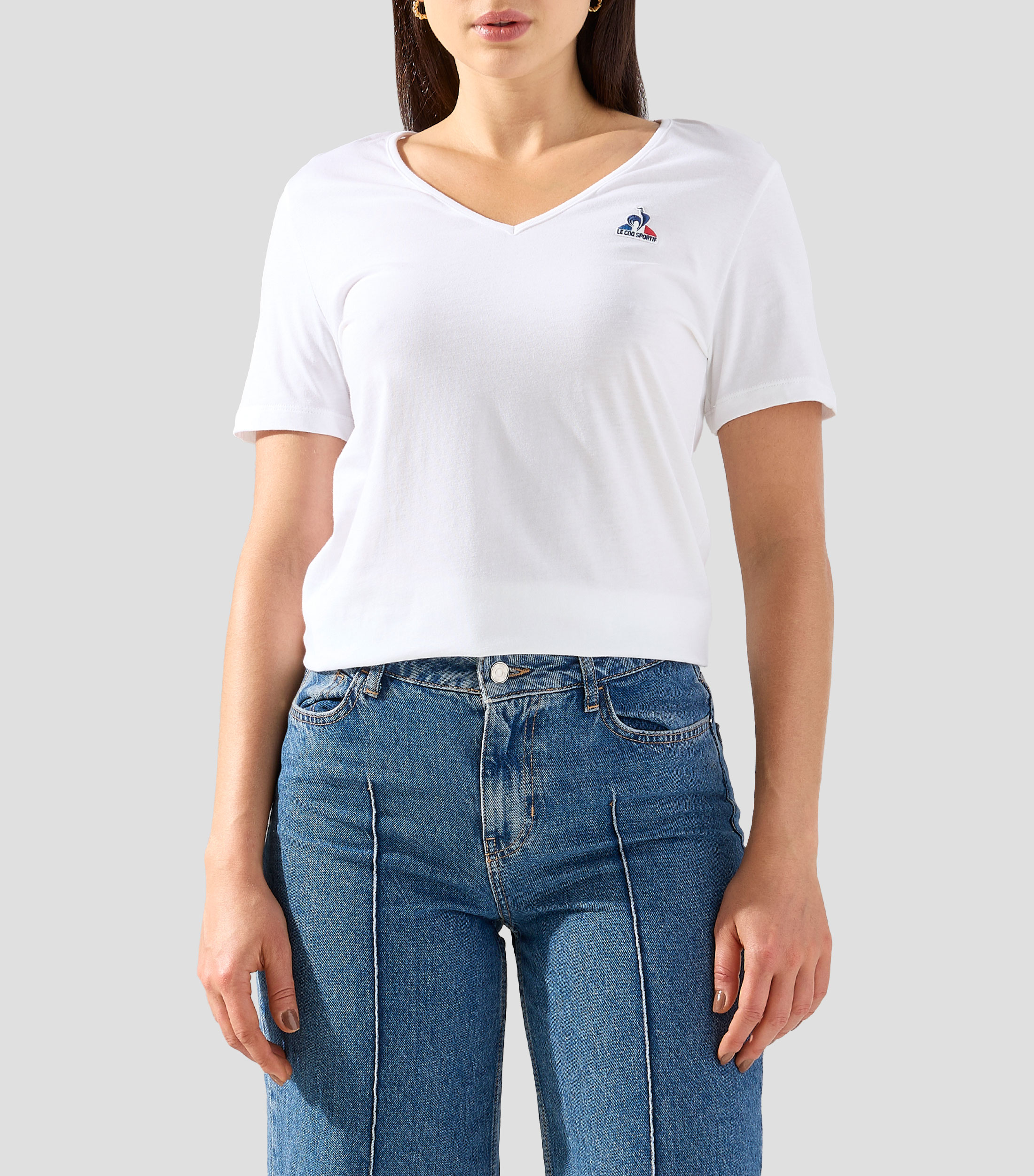 Playera cuello V manga corta Mujer