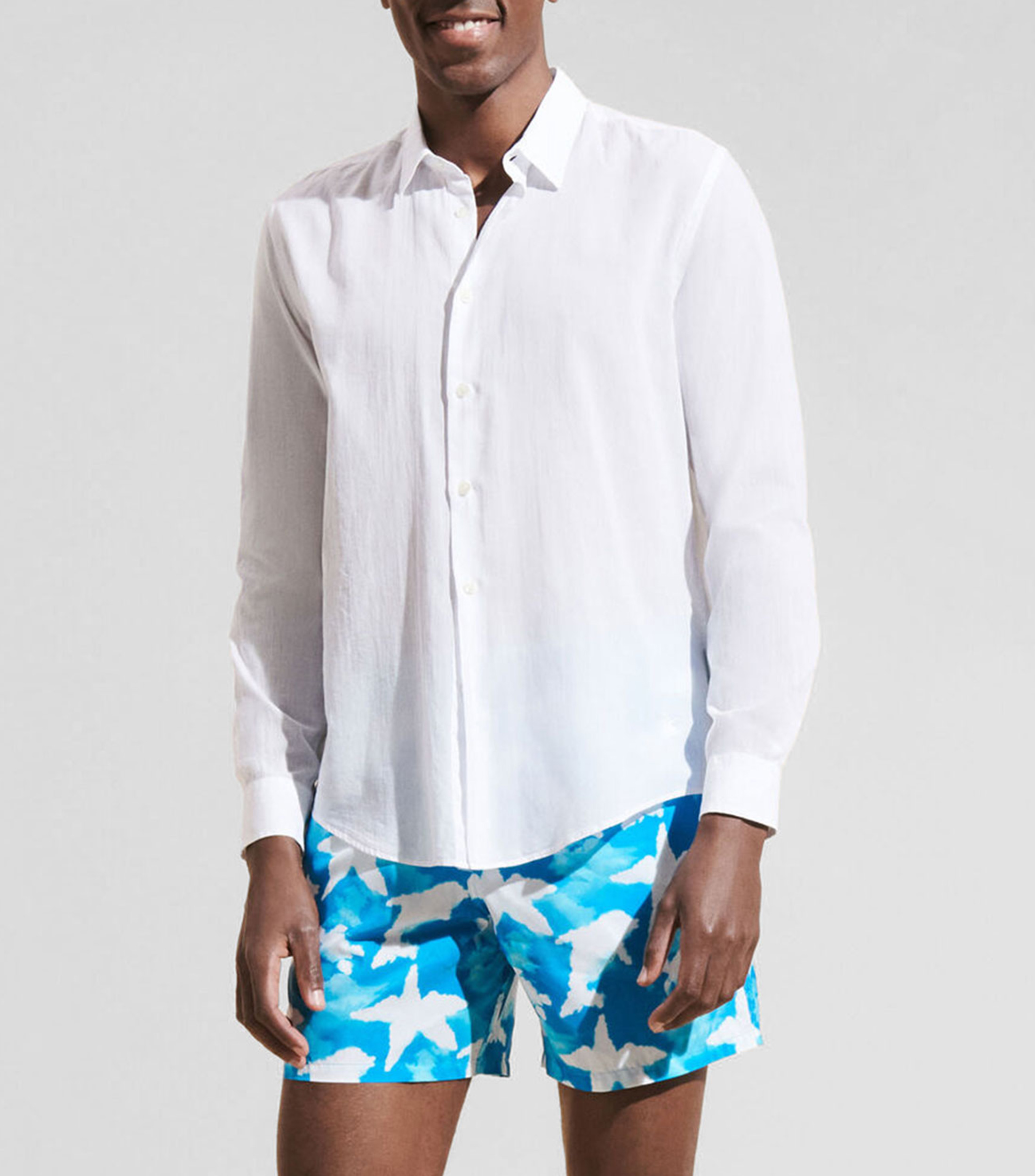 Camisa lisa manga larga Hombre