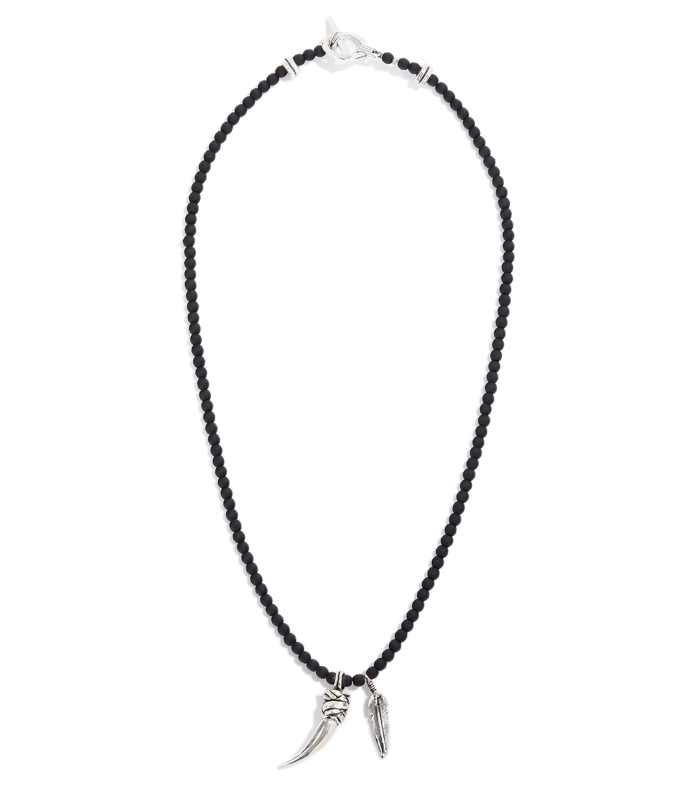 Collar con colmillo y pluma Hombre