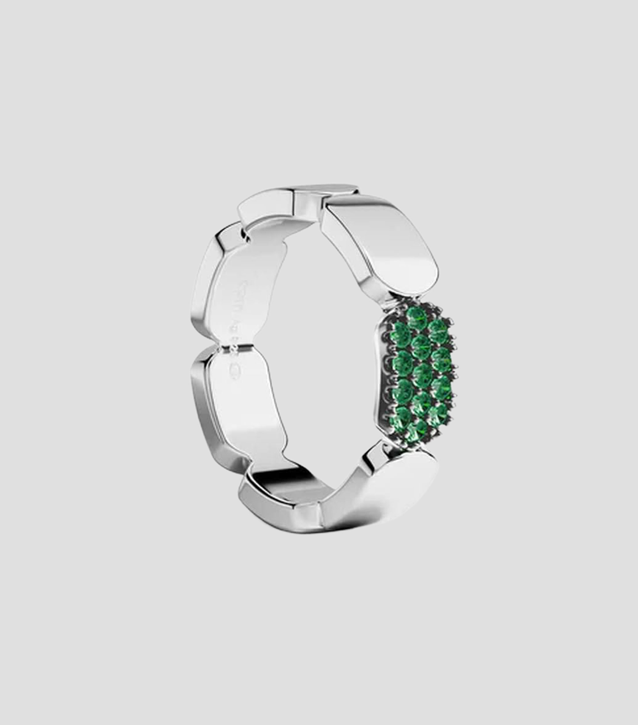Anillo en plata con circonitas verdes Mujer