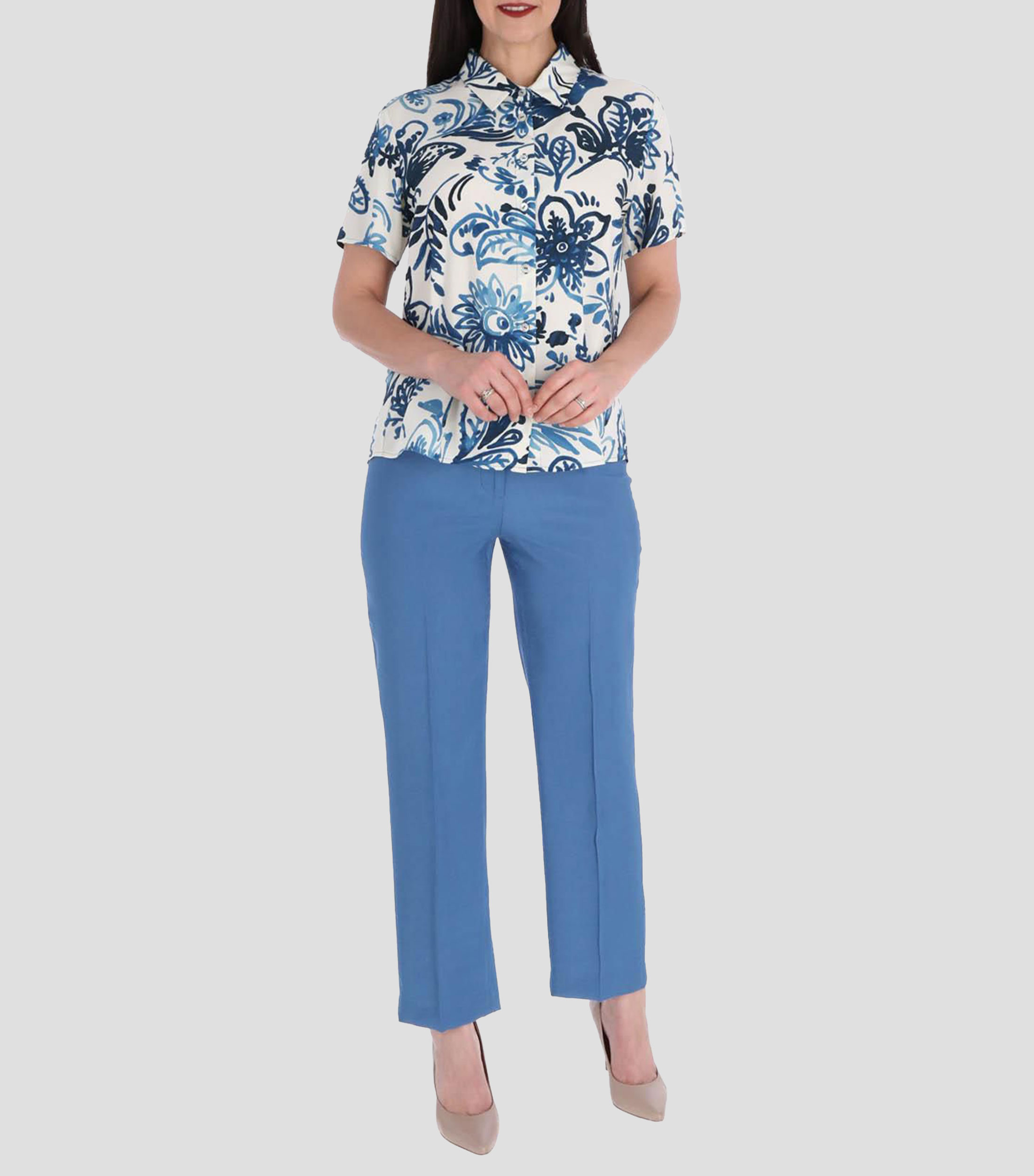Blusa estampada con manga corta Mujer