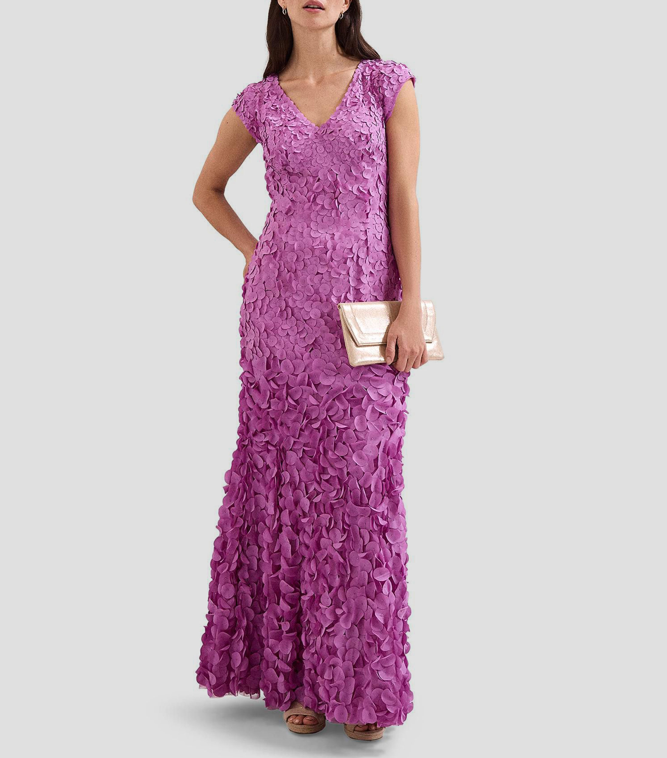 Vestido de fiesta maxi con microdiseño Mujer