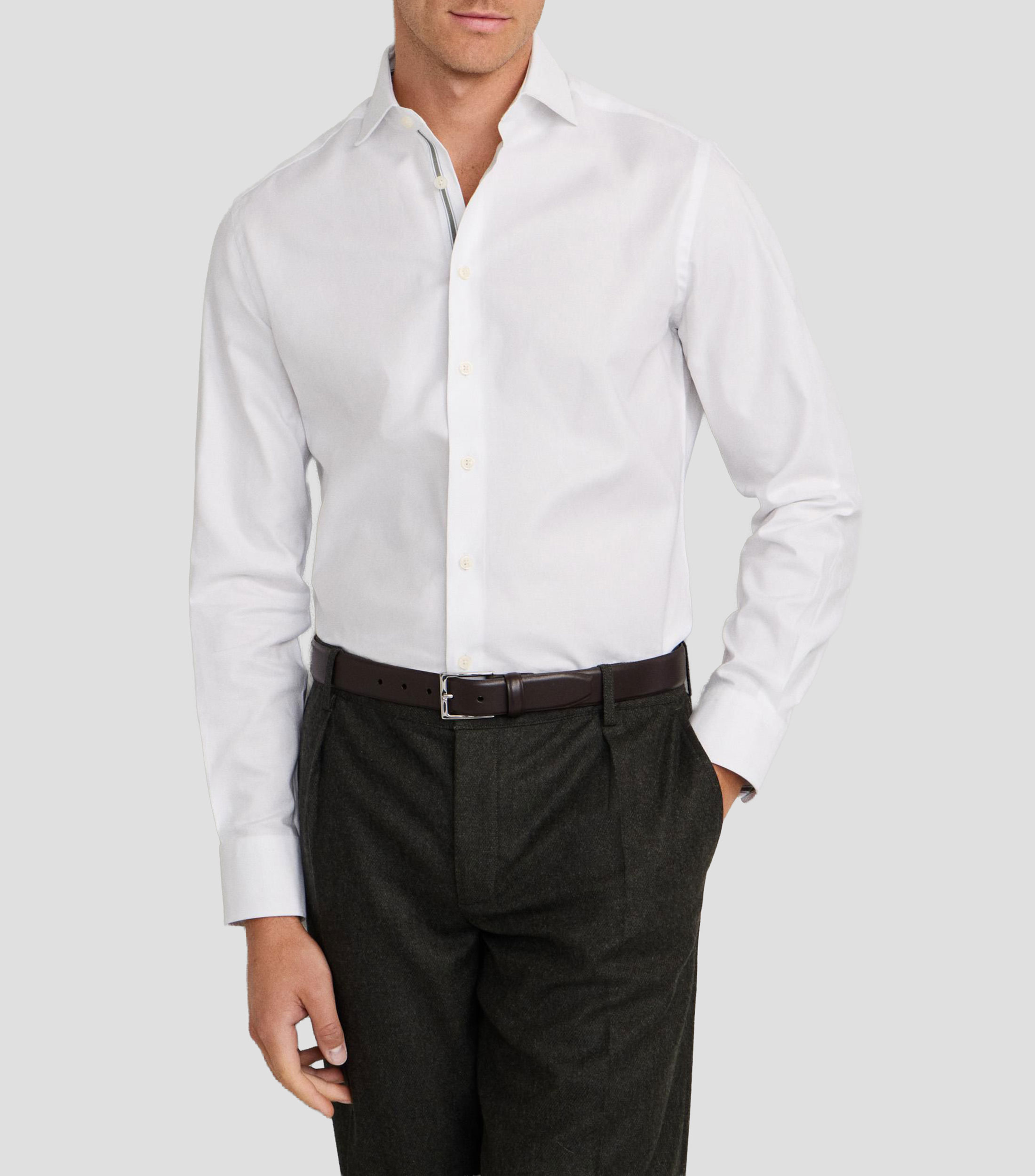 Camisa lisa manga larga Hombre