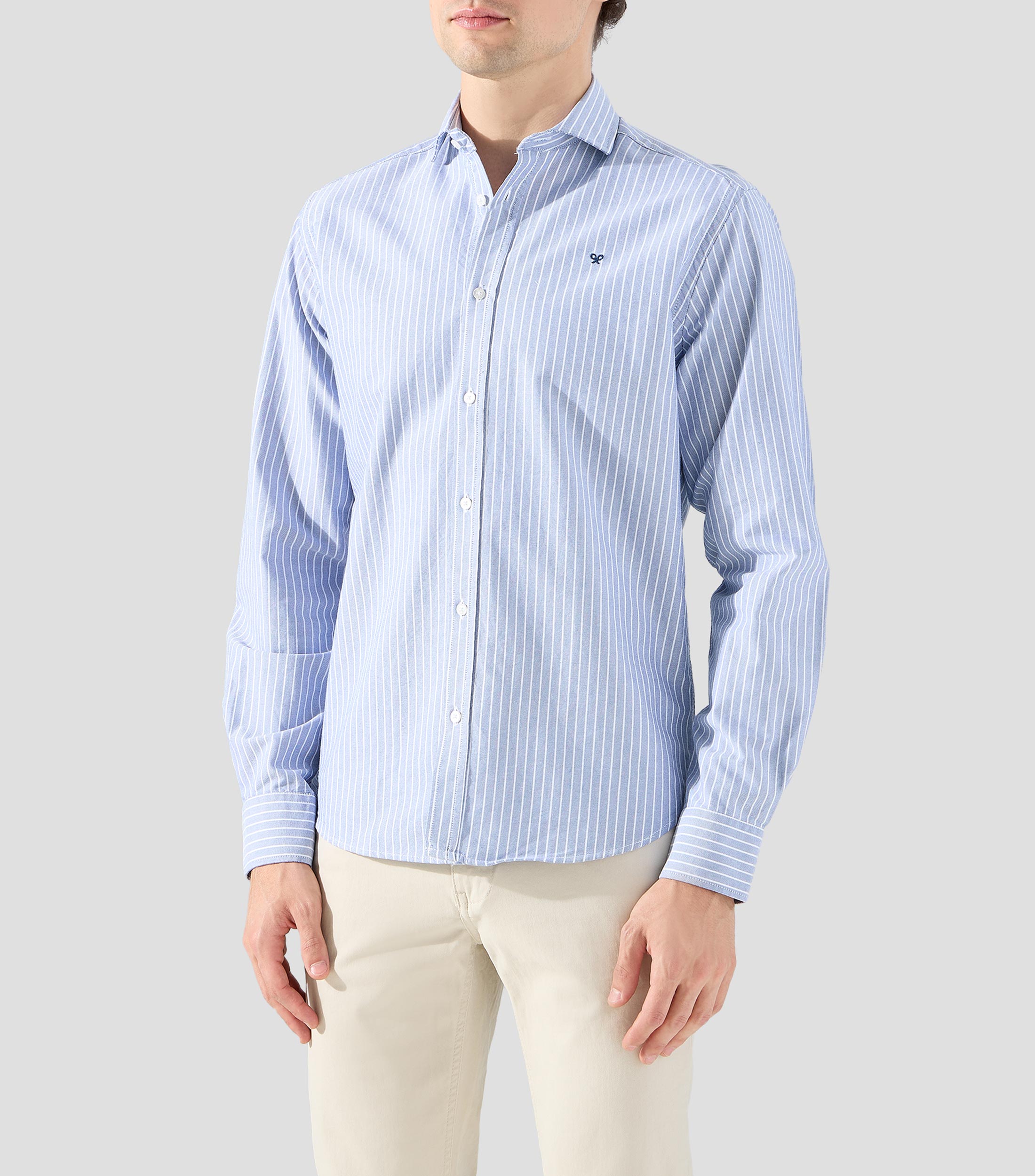 Camisa con rayas manga larga Hombre