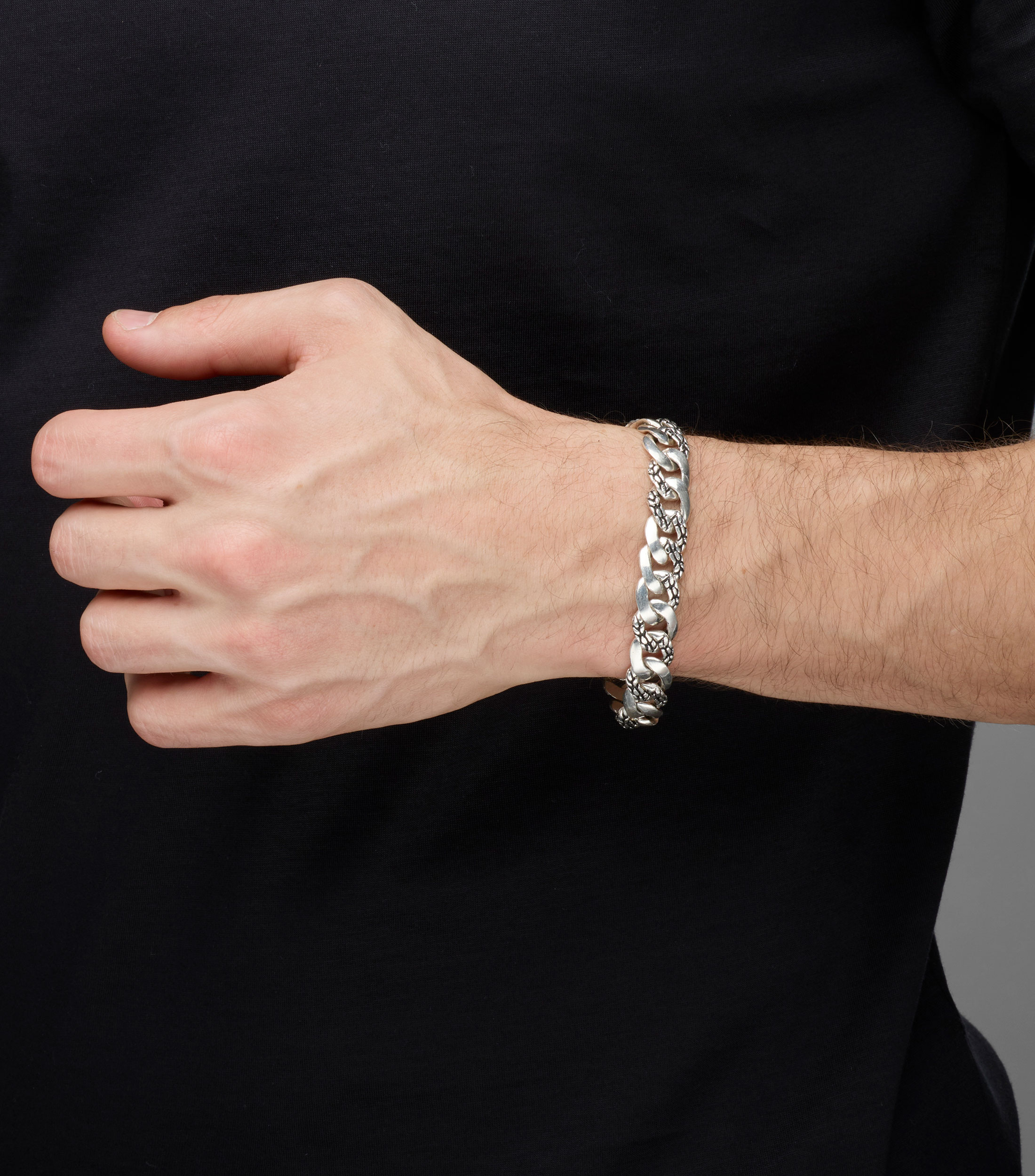 Pulsera en plata .925 con eslabón escama Hombre