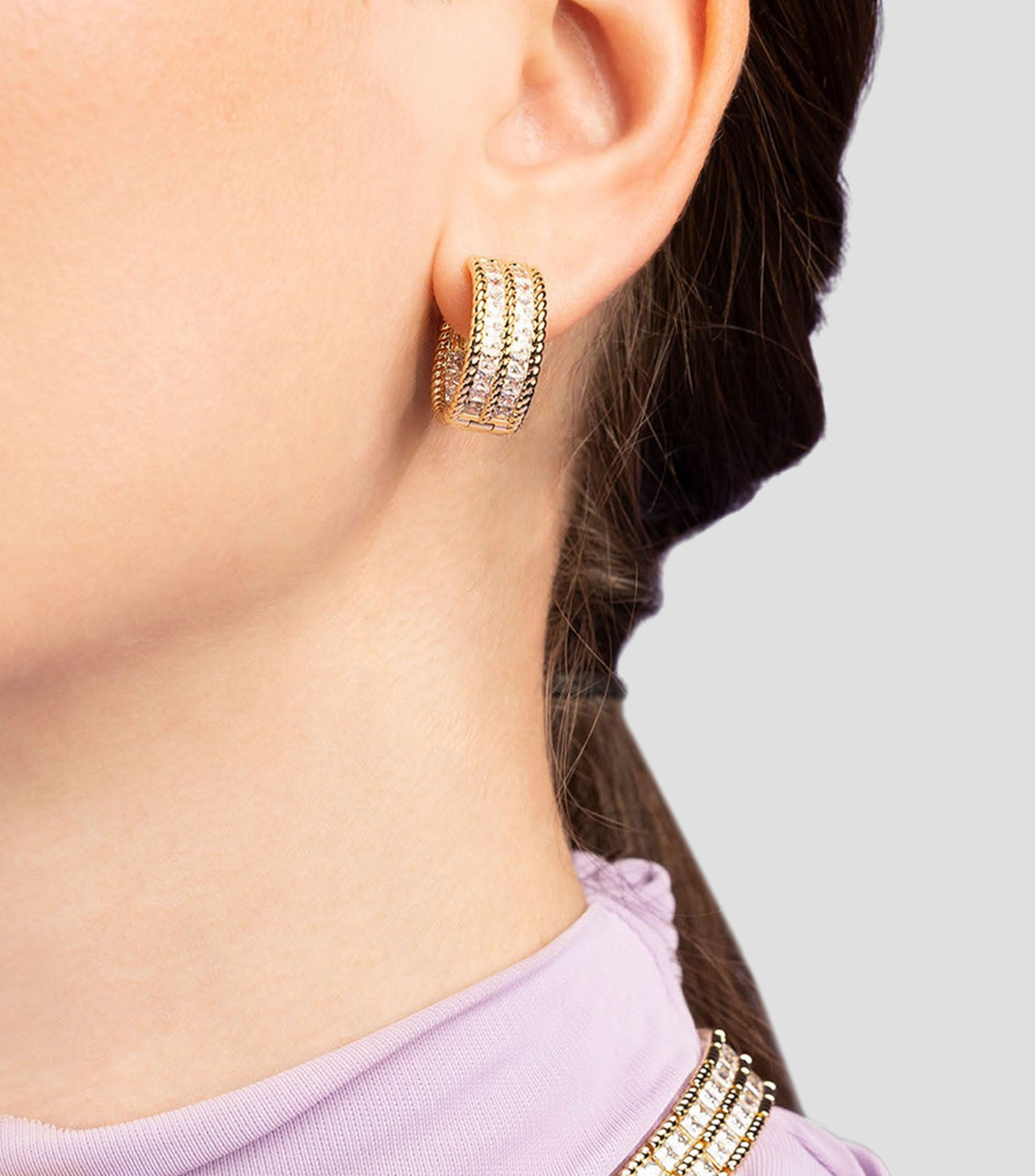 Aretes redondos con cristales Printemps Mujer