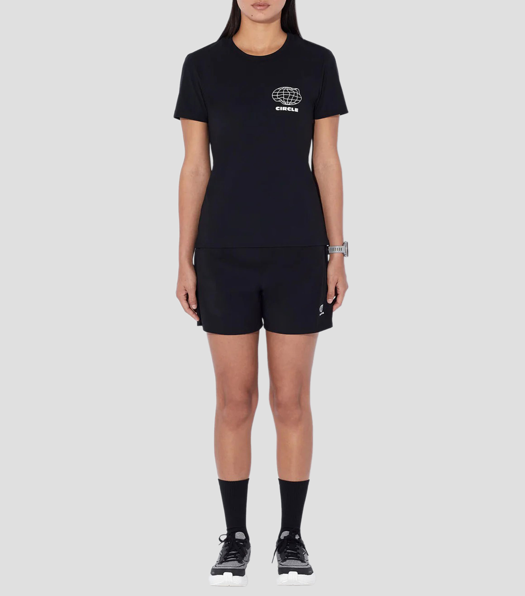 Playera para correr Athletic Run de cuello redondo con manga corta lisa Mujer