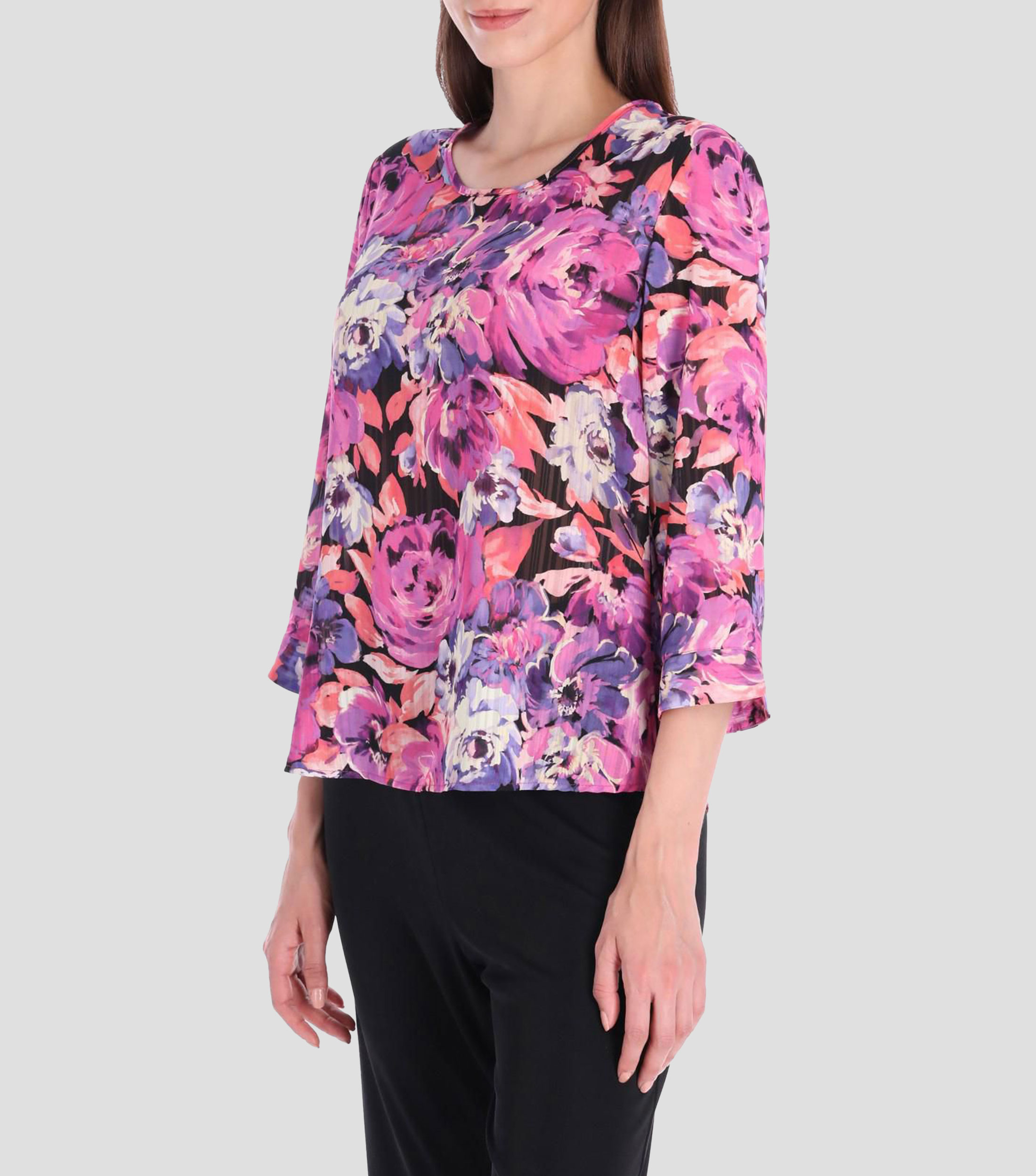 Blusa estampada manga 3/4 Línea Petite Mujer