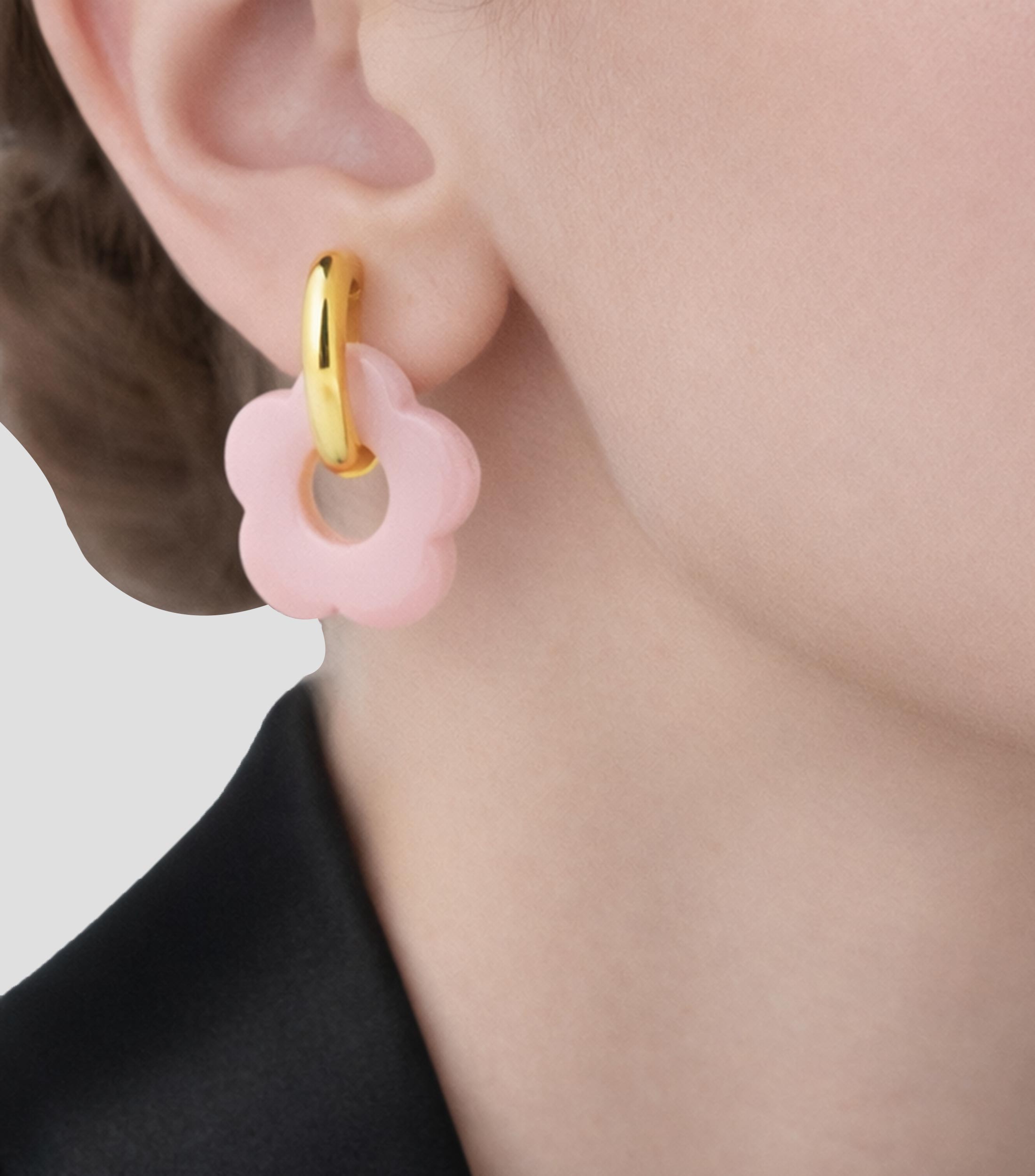 Aretes Flor Hoop Mujer