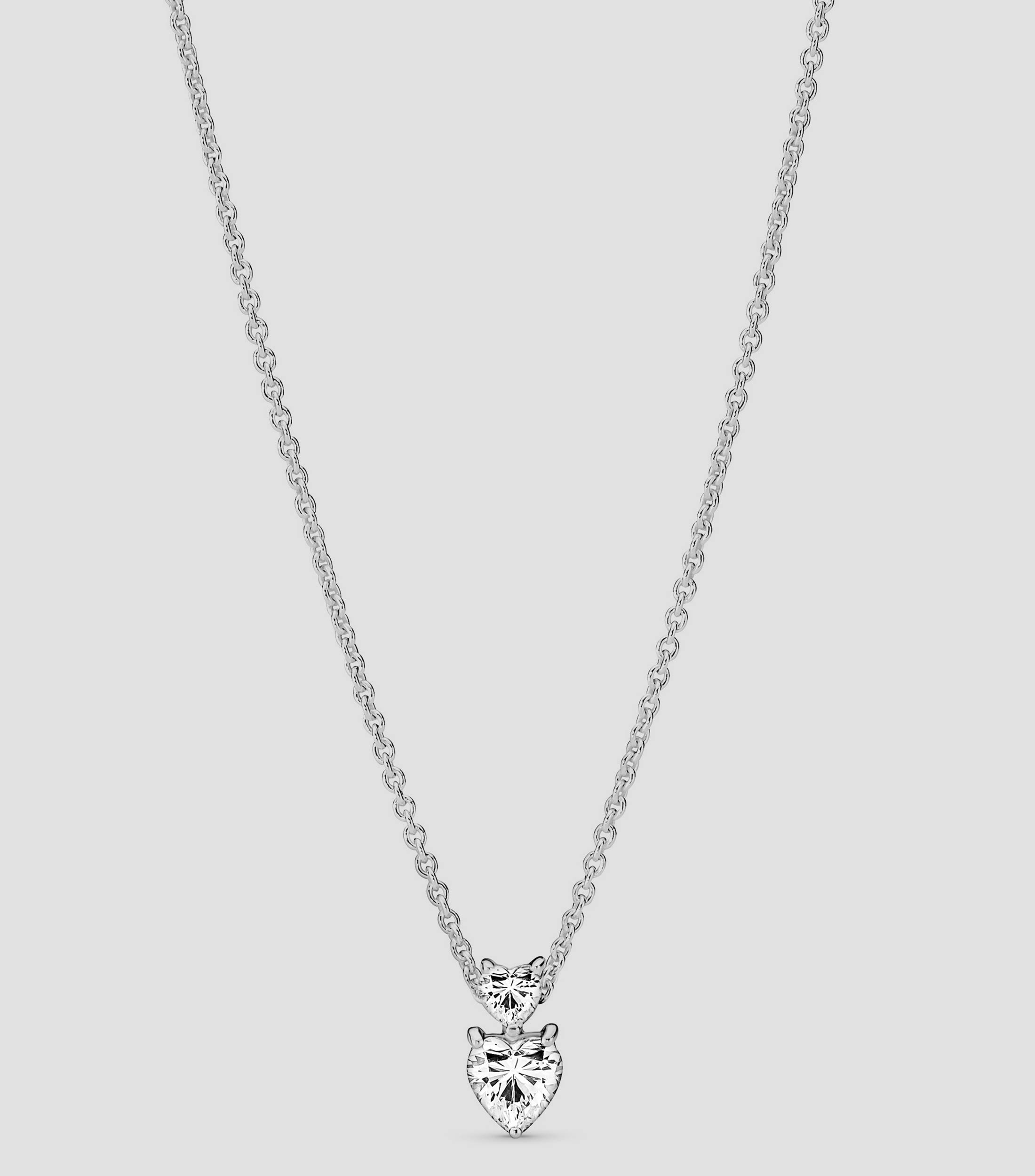 Collar con corazones en plata .925 y zirconias cúbicas Mujer