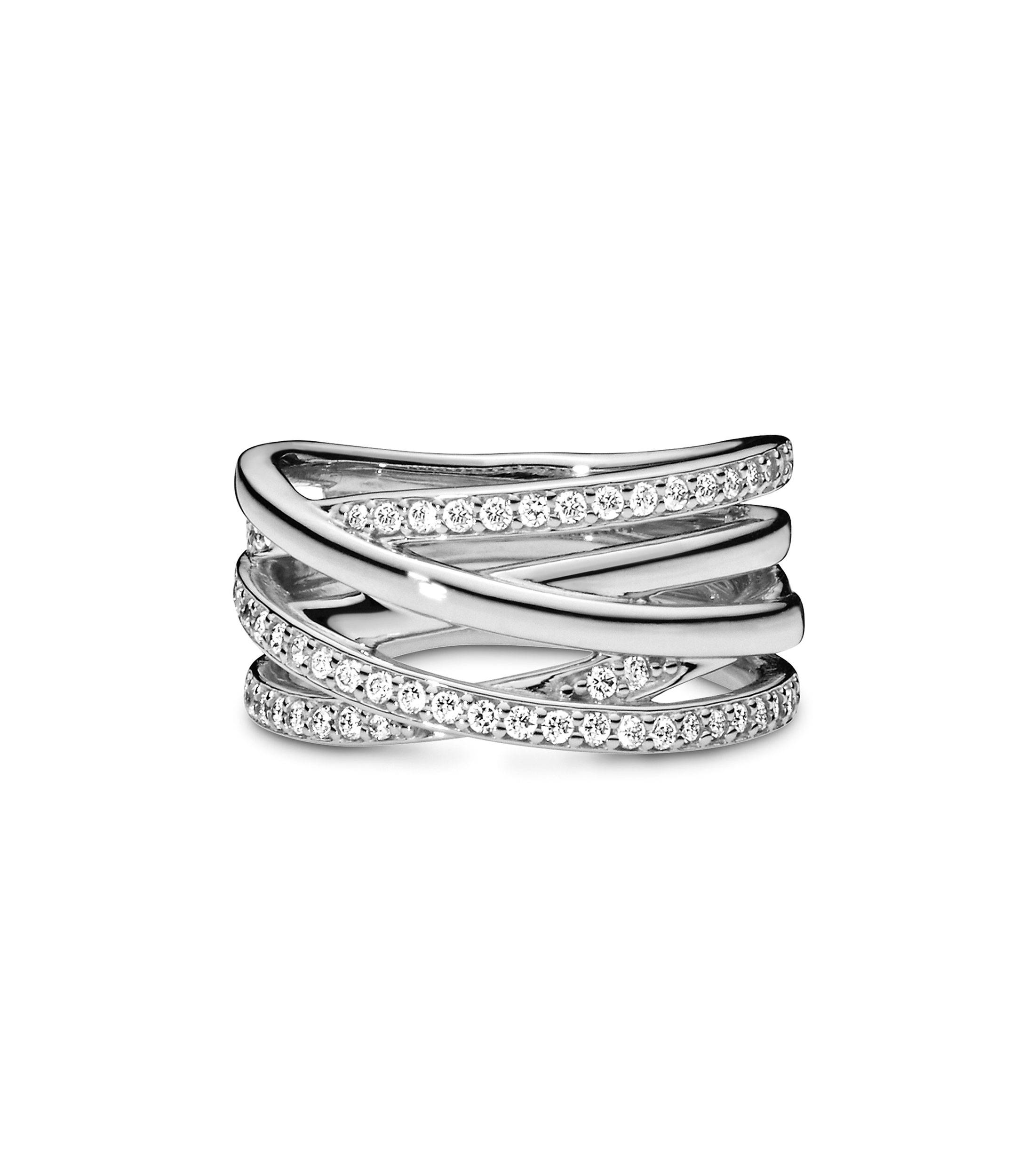 Anillo ancho en plata .925 Rose con circonitas Mujer Talla 58
