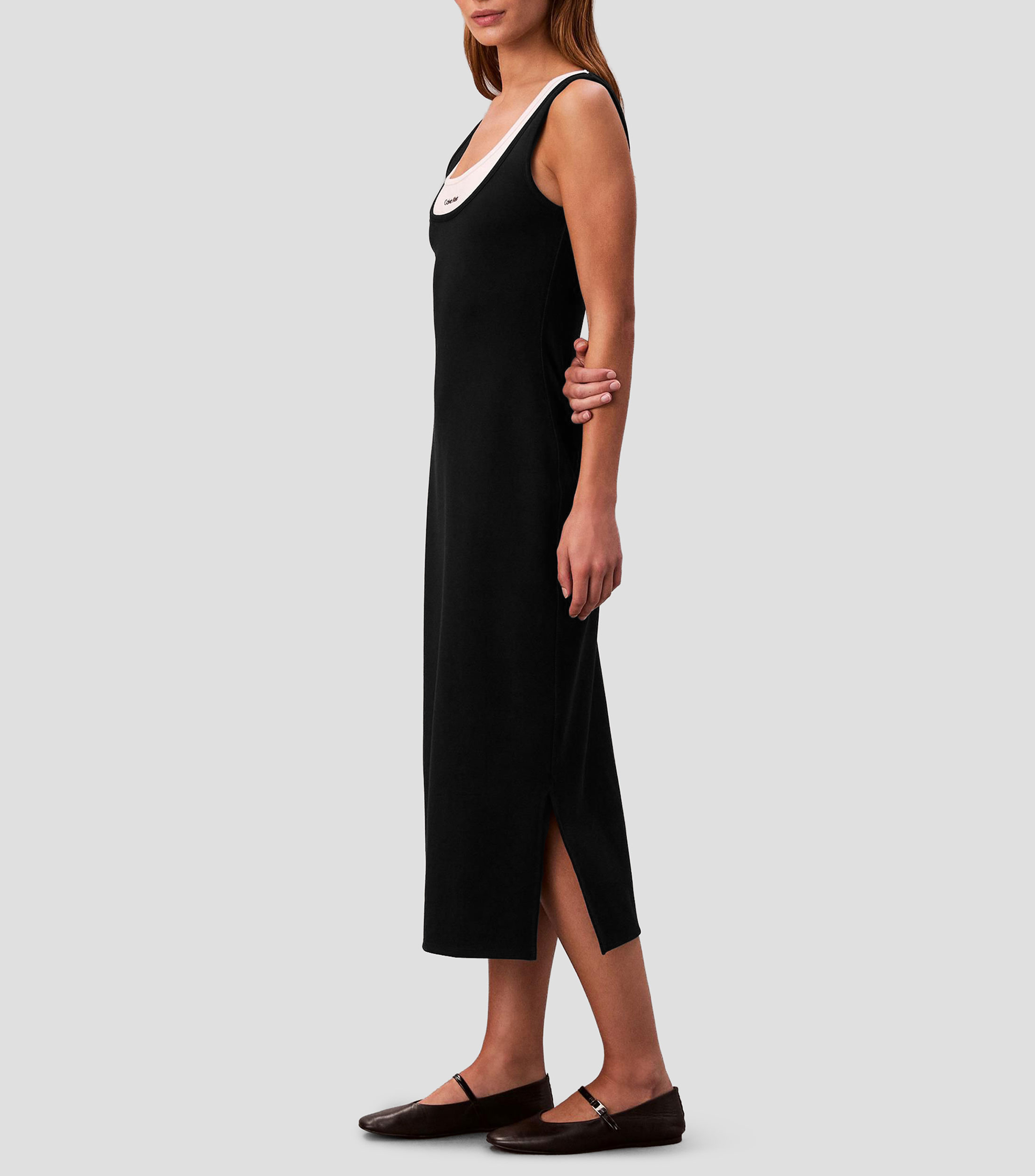 Vestido midi liso Mujer
