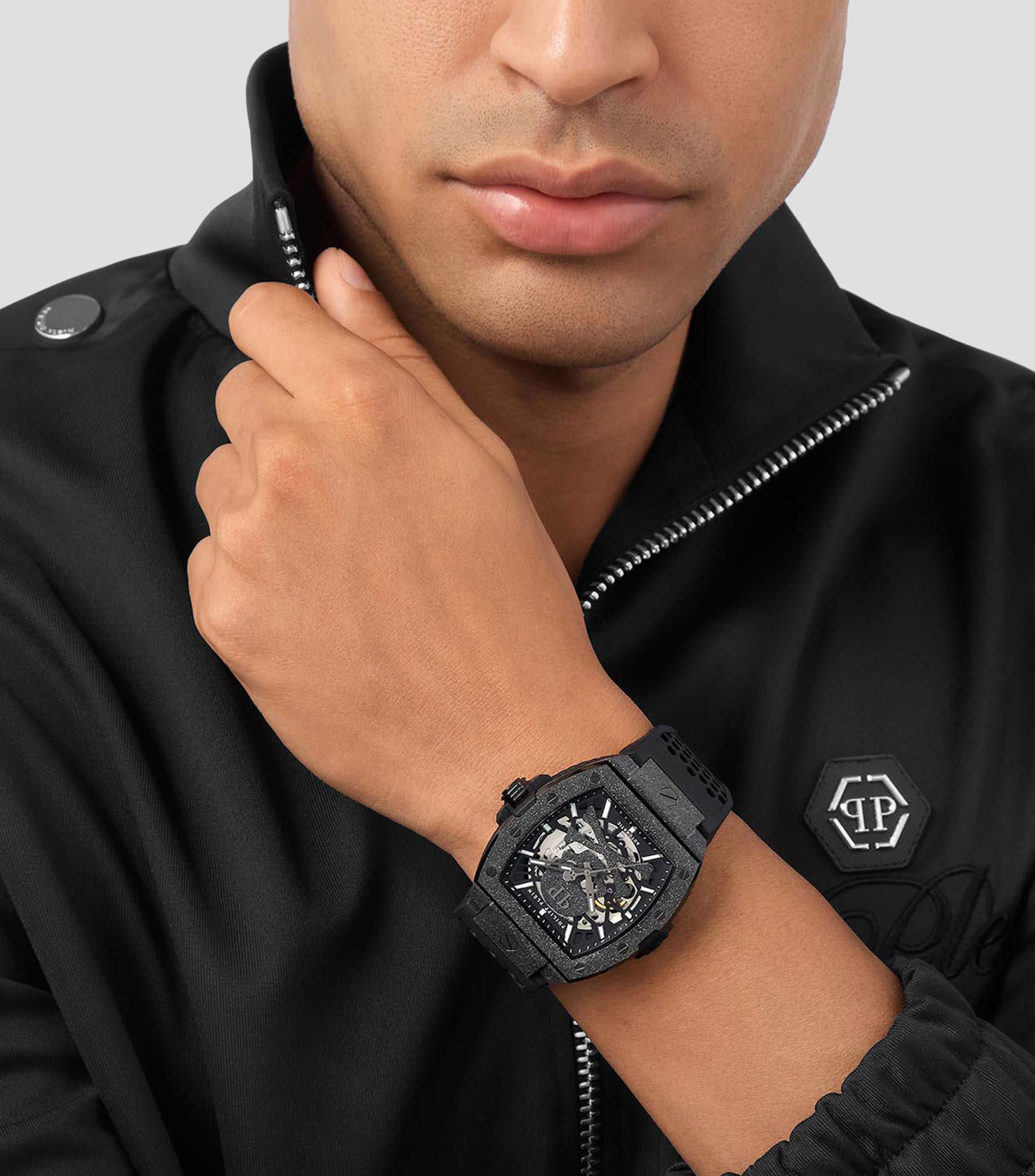 Reloj para hombre Skeleton Casual, Grafito, Negro