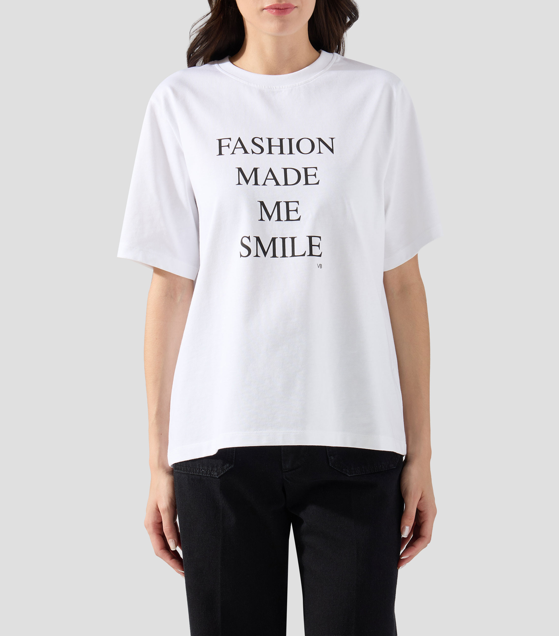 Playera de cuello redondo con manga corta estampada Mujer