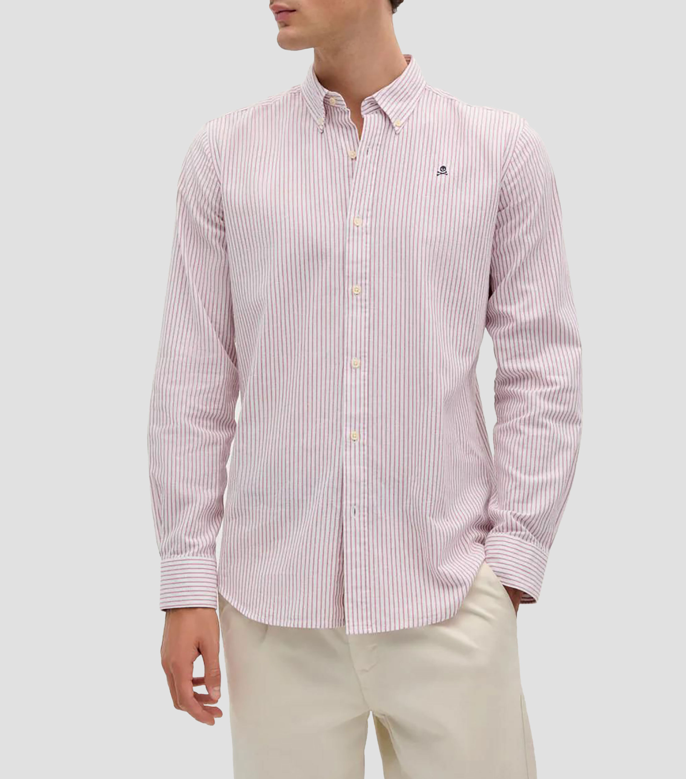 Camisa de rayas con manga larga Hombre