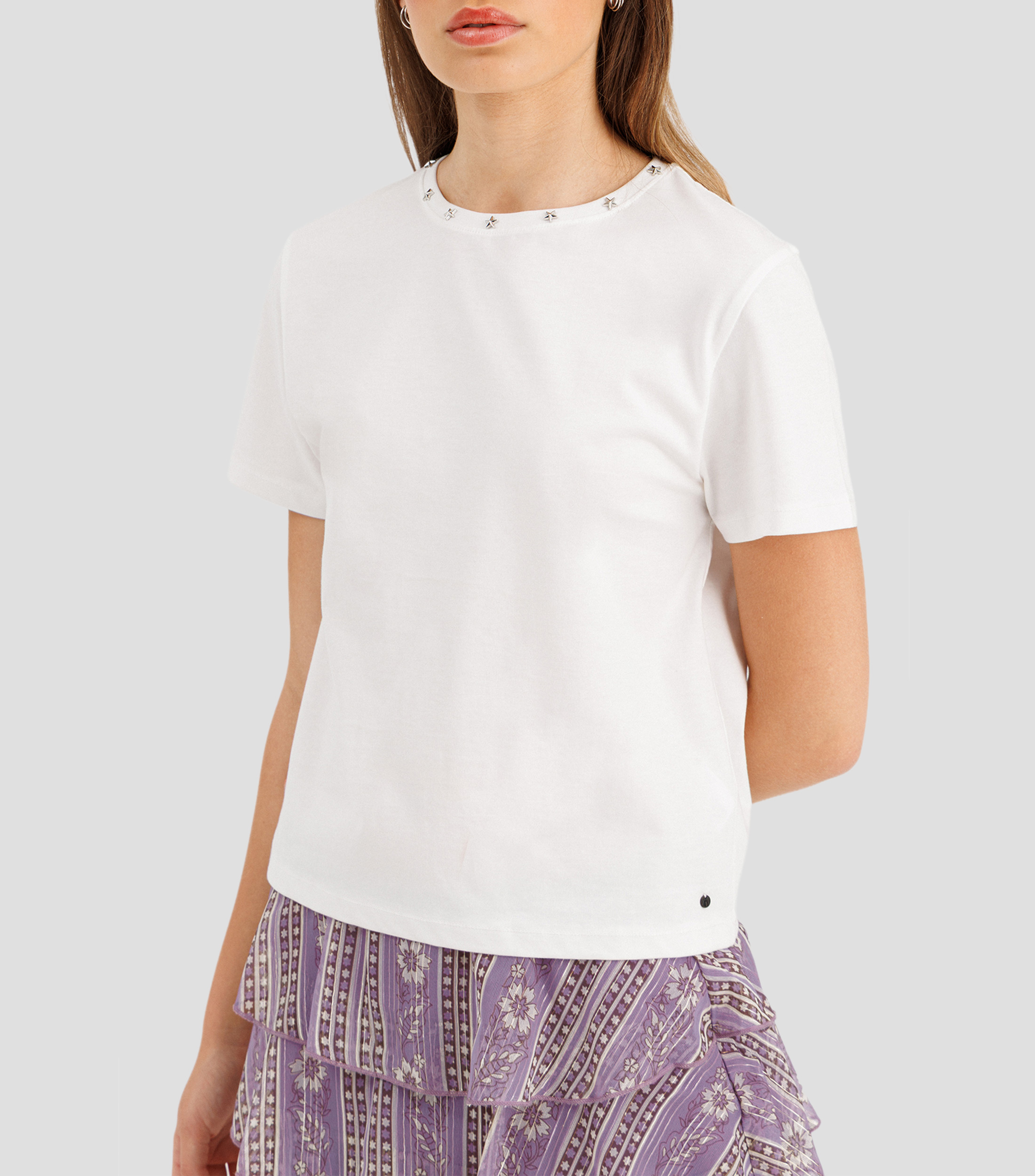 Playera cuello redondo manga corta lisa Mujer