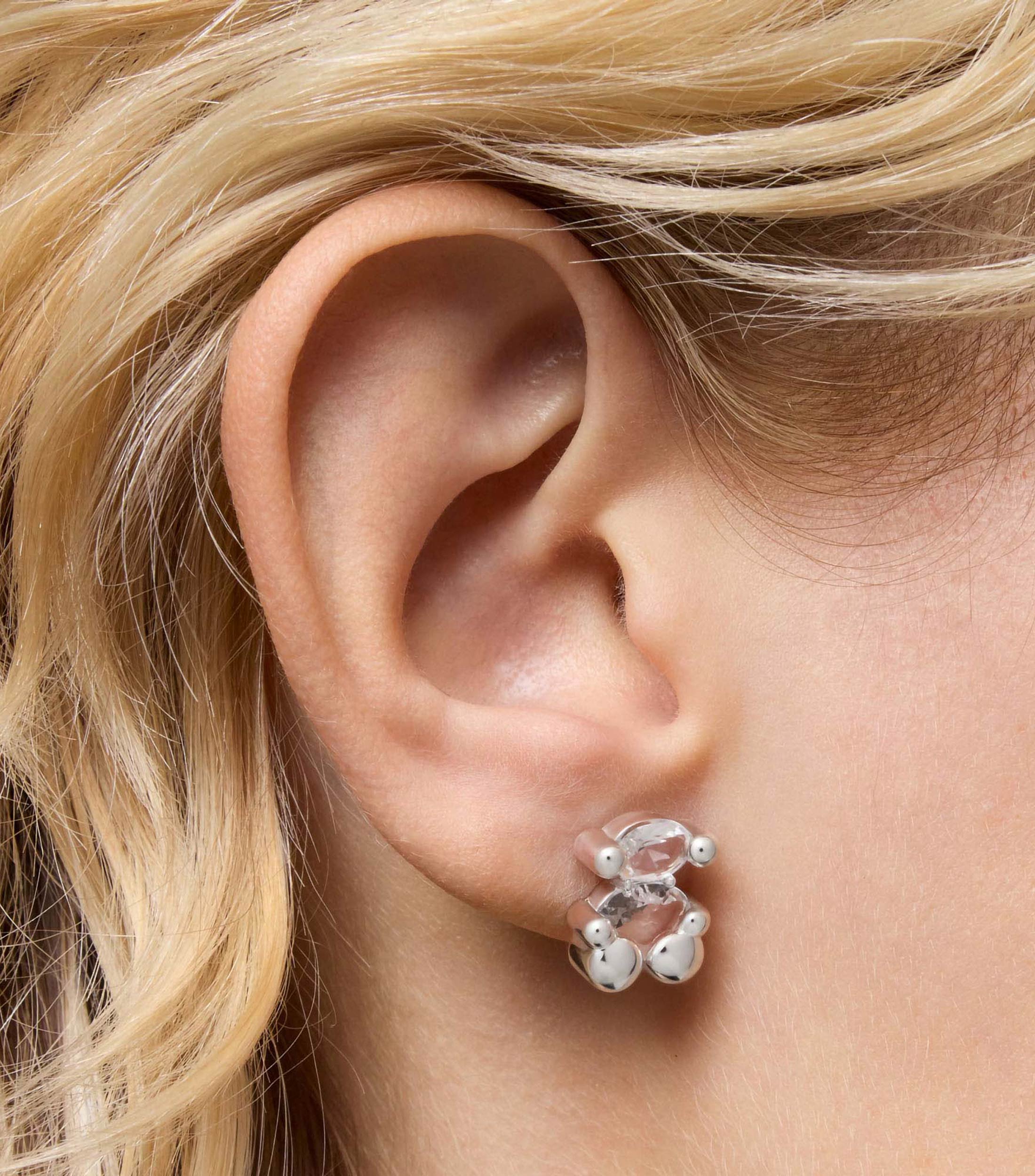 Aretes en plata .925 con cuarzo cristal de roca Color Bear Mujer