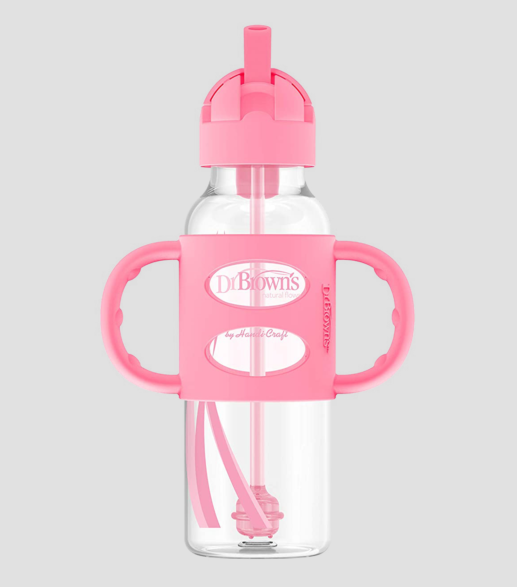 Biberon de transicion con popote Rosa