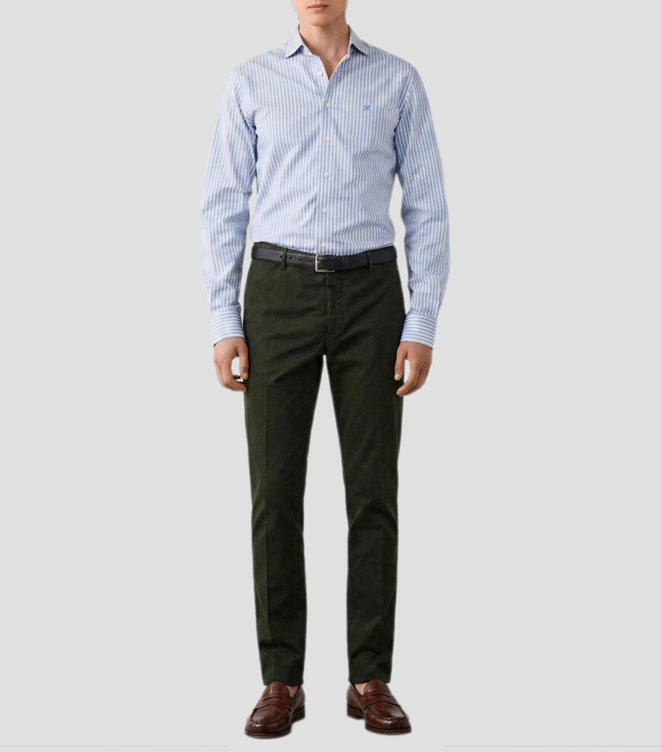 Camisa con rayas manga larga Hombre