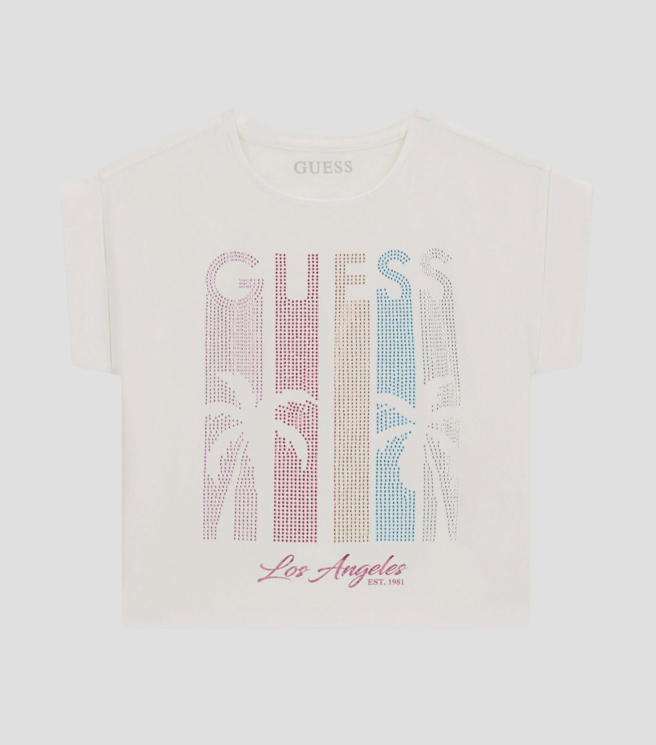 Playera cuello redondo manga corta con estampado Niña