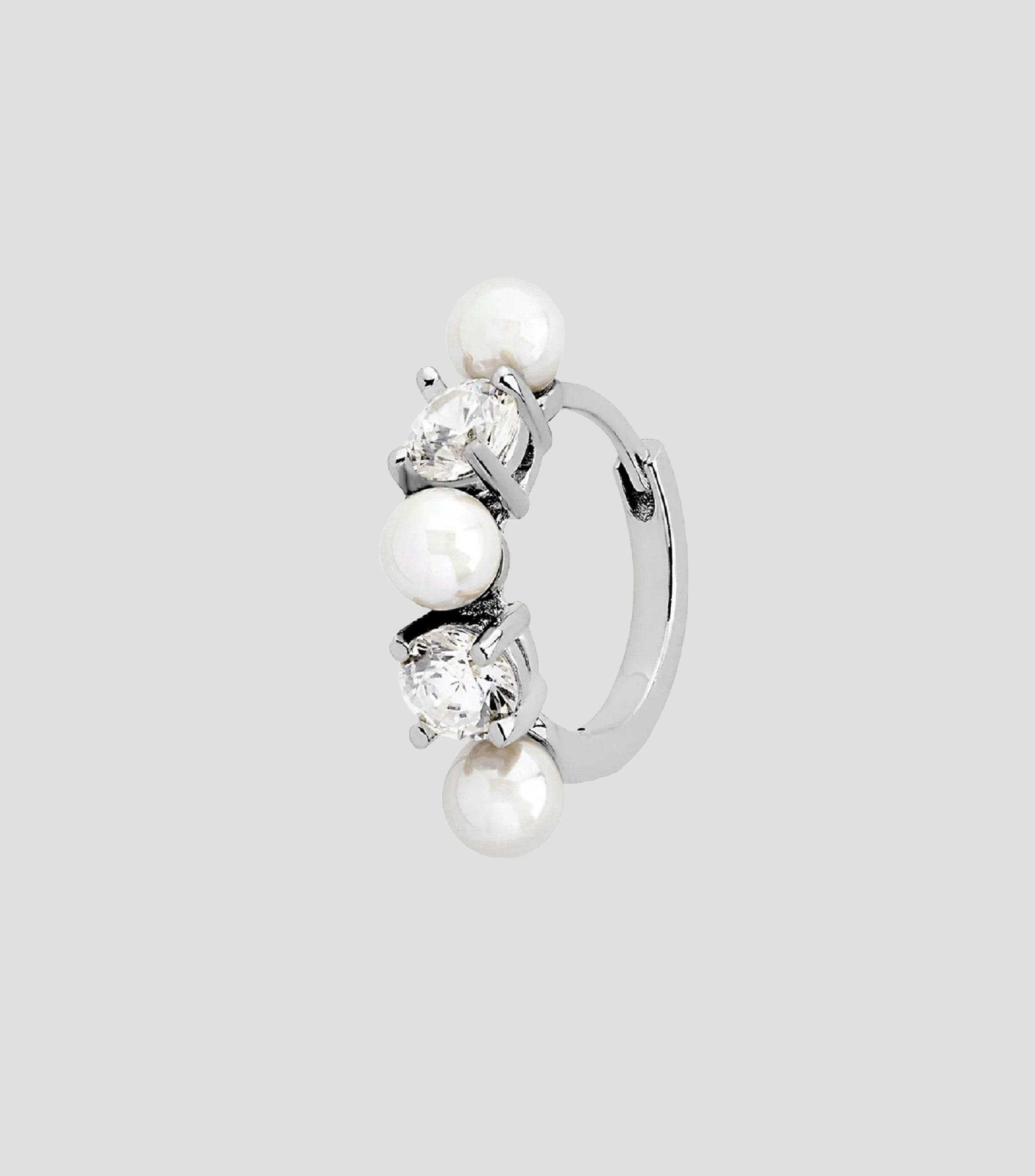 Aretes en Plata con zirconias y perlas Mujer