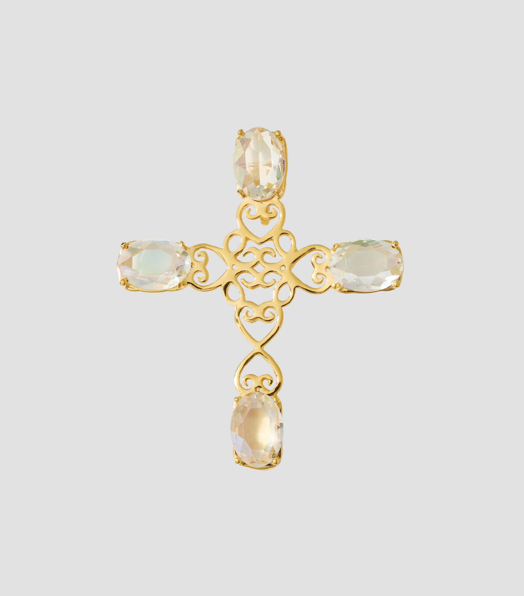 Dije en plata de cruz con cristal Mujer