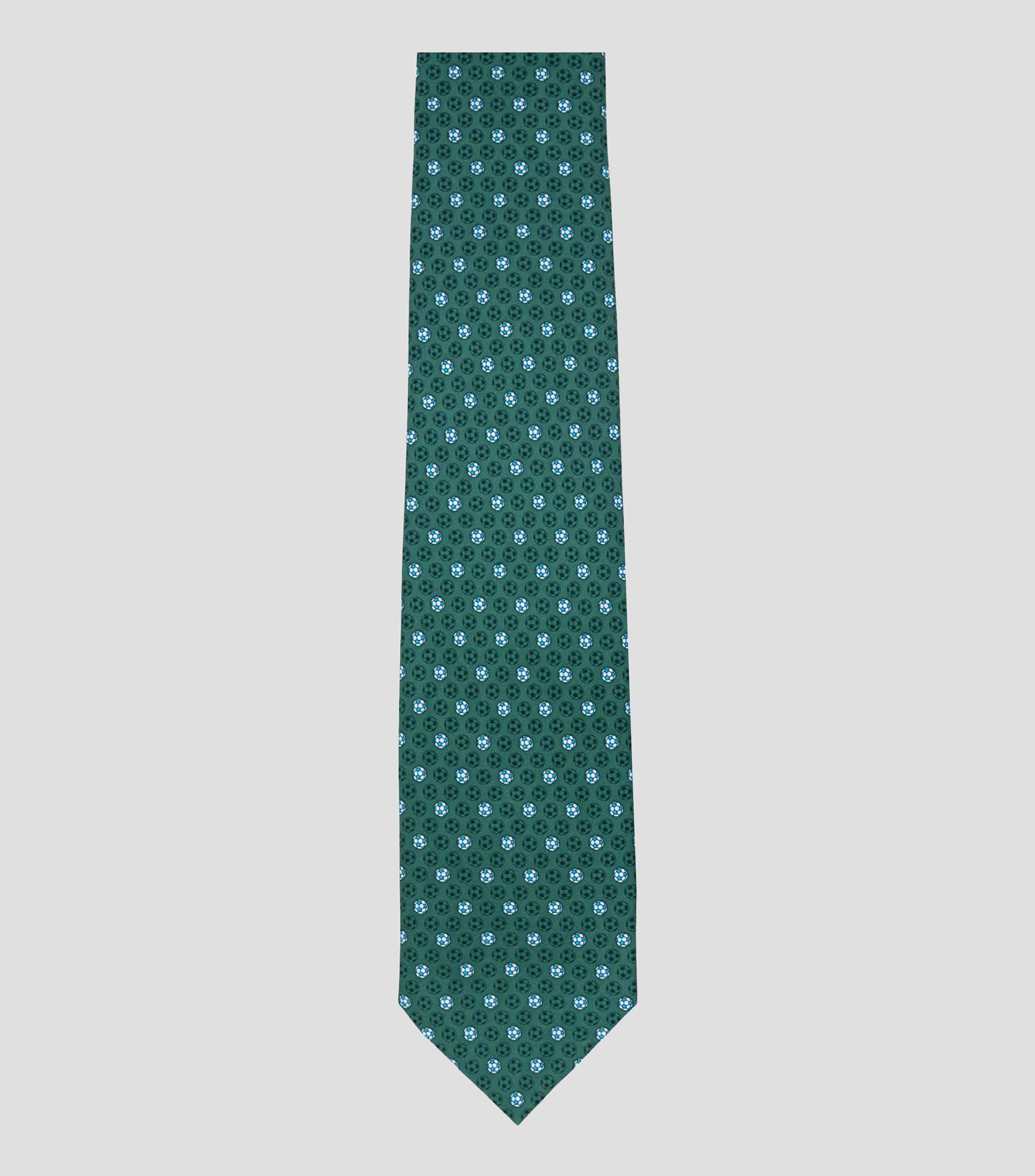 Corbata ancha en seda verde estampada