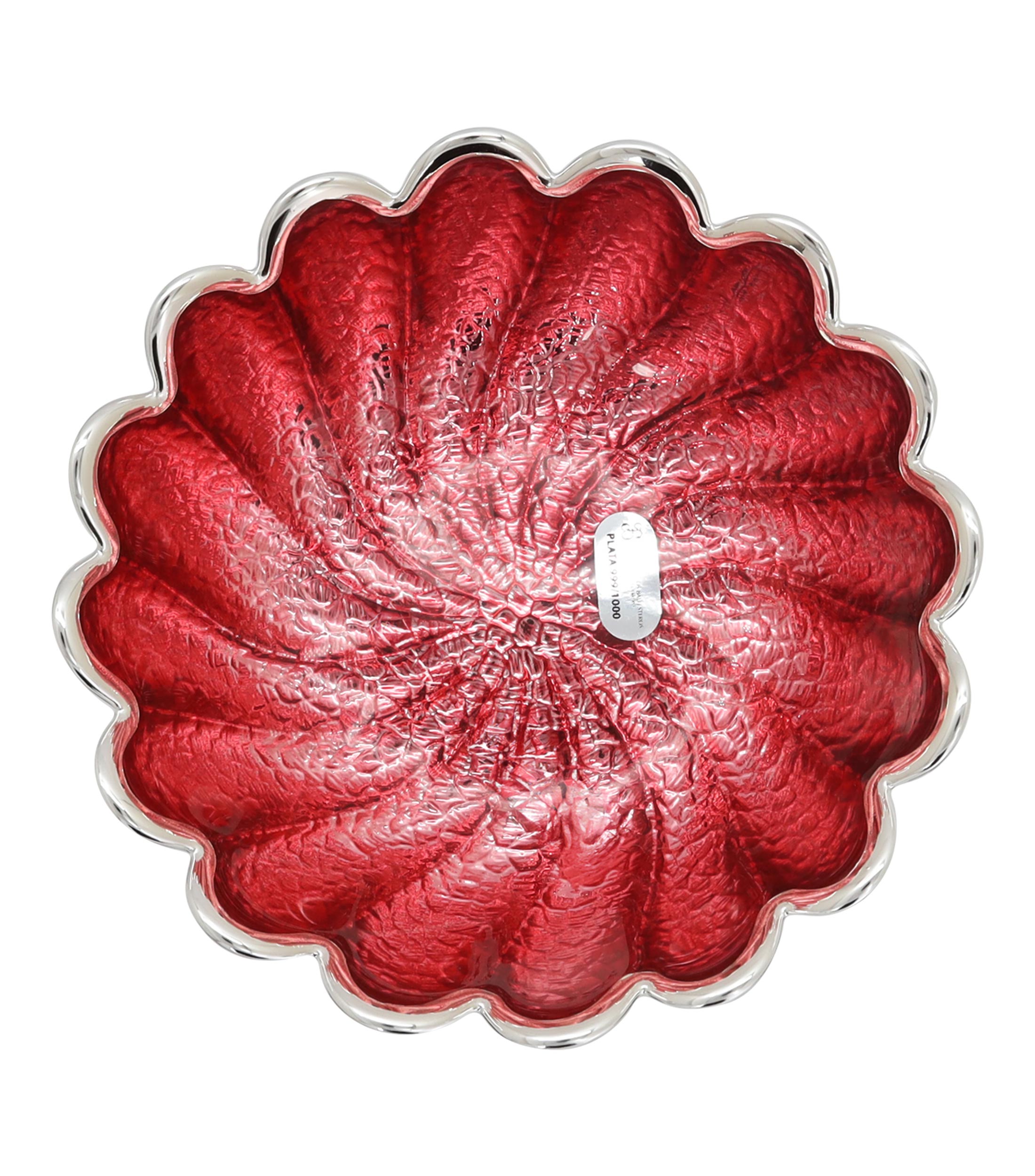 Centro de Mesa rojo en plata