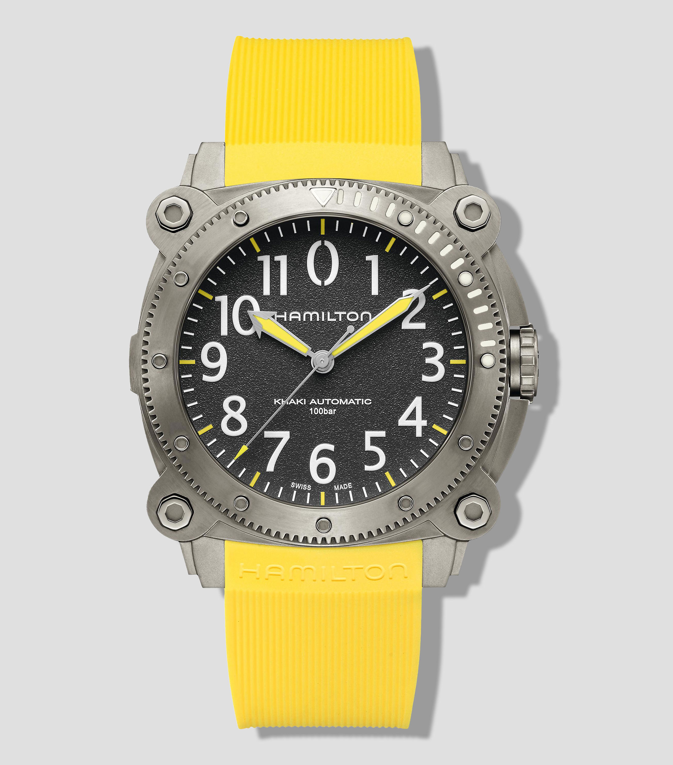 Reloj Unisex Khaki Navy deportivo plateado, amarillo