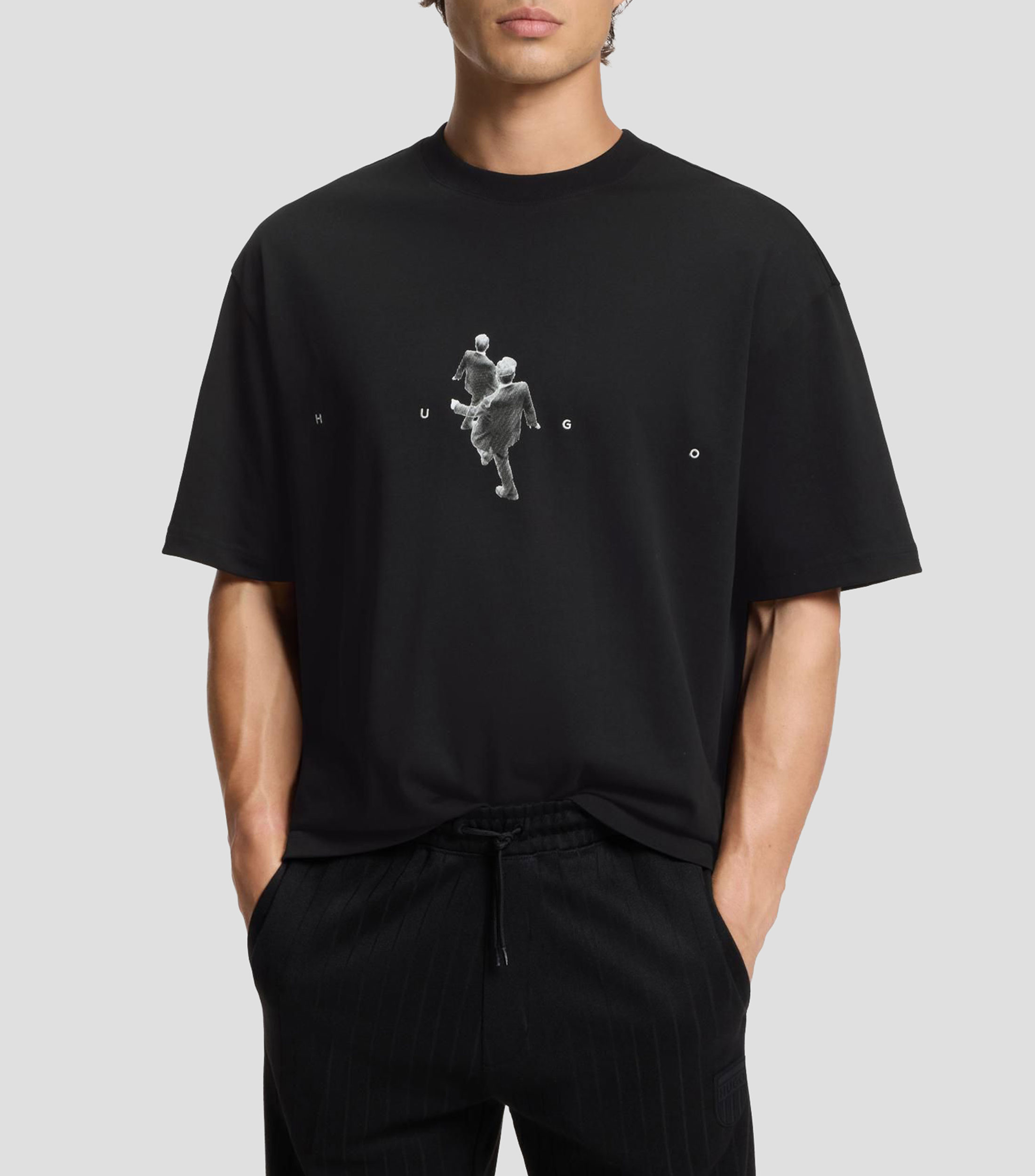 Playera oversized en punto de algodón con ilustración gráfica Hombre
