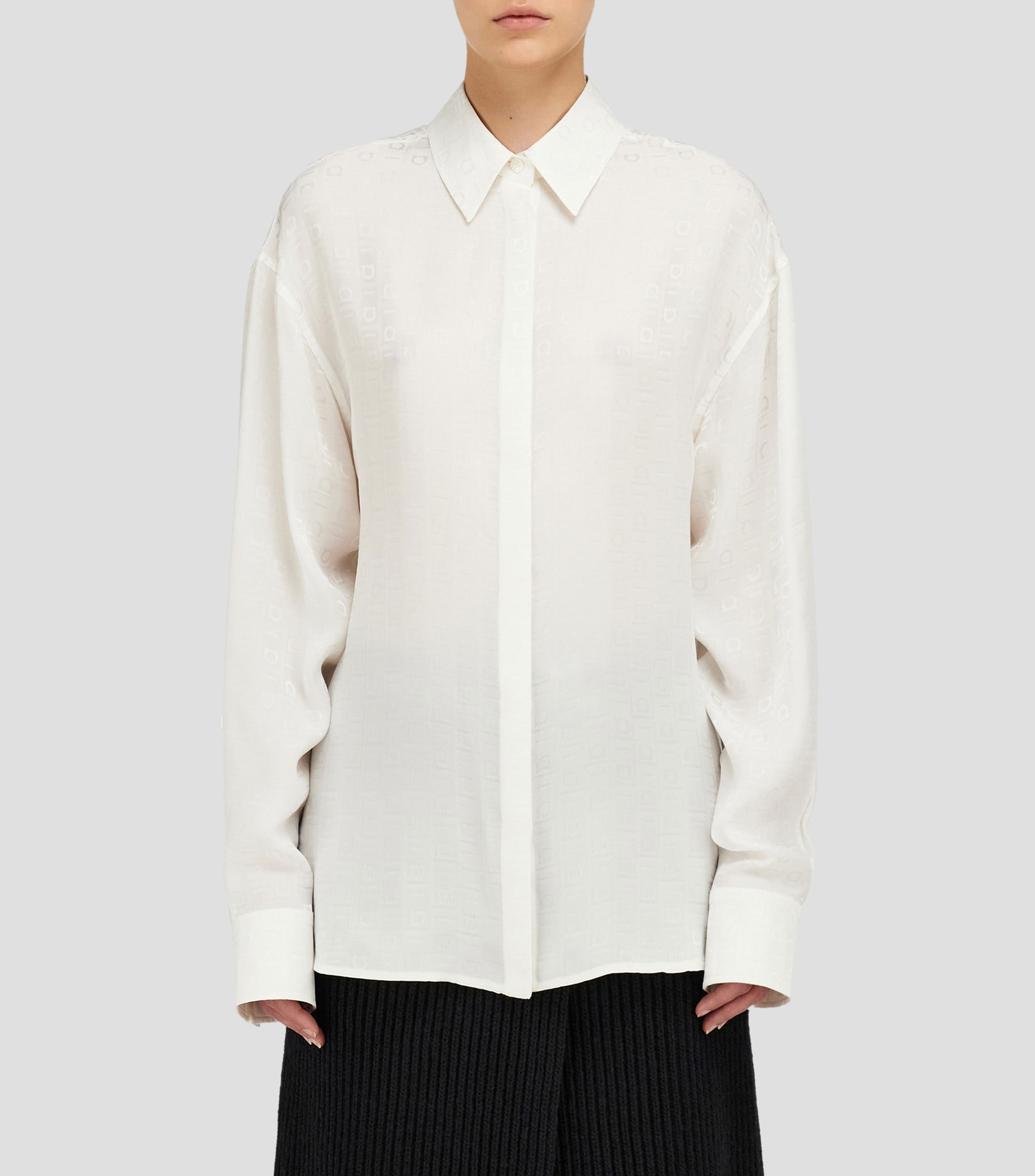 Camisa de seda con Ferragamo Monogram Mujer