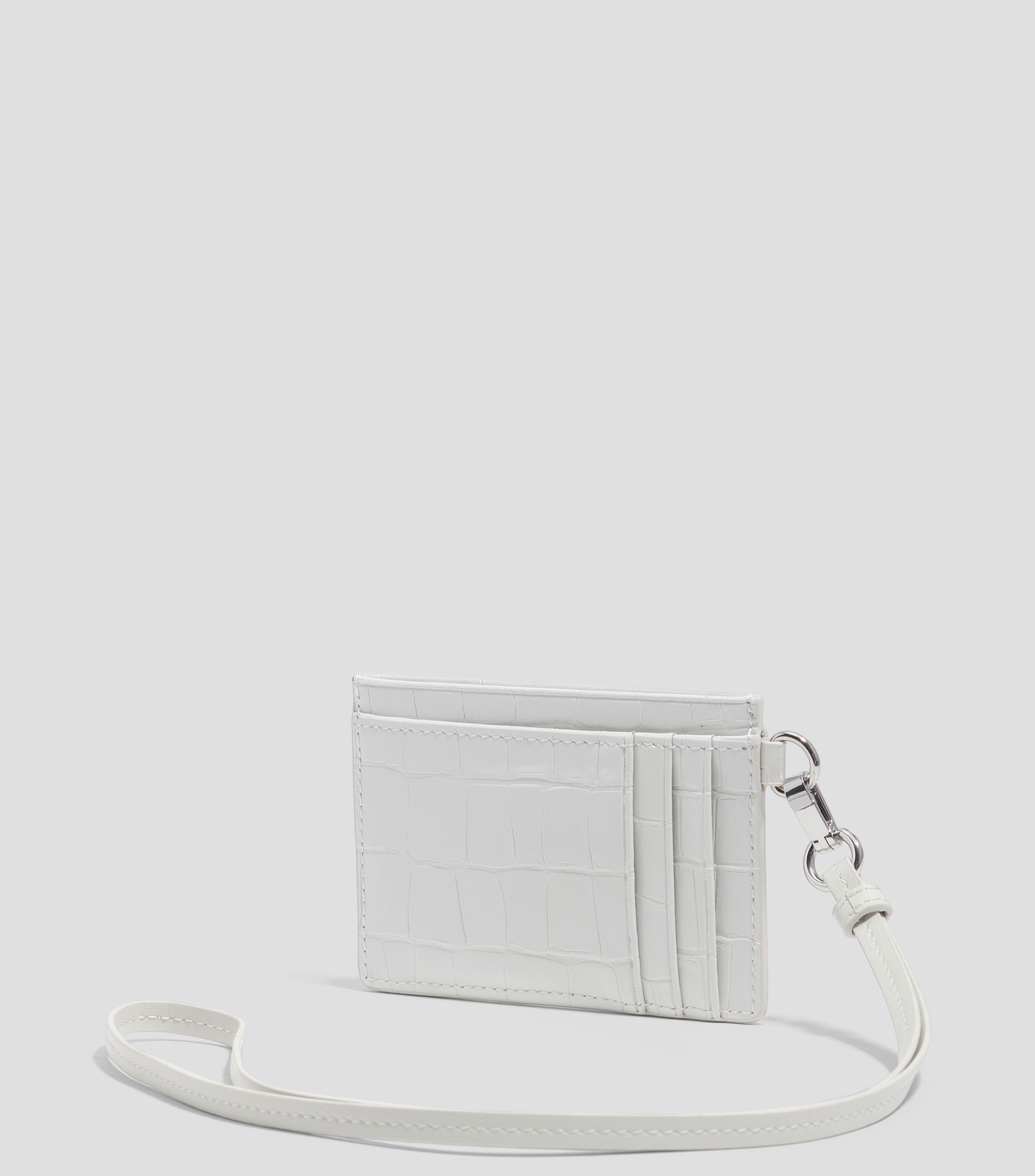Tarjetero grabado cocodrilo blanco Mujer