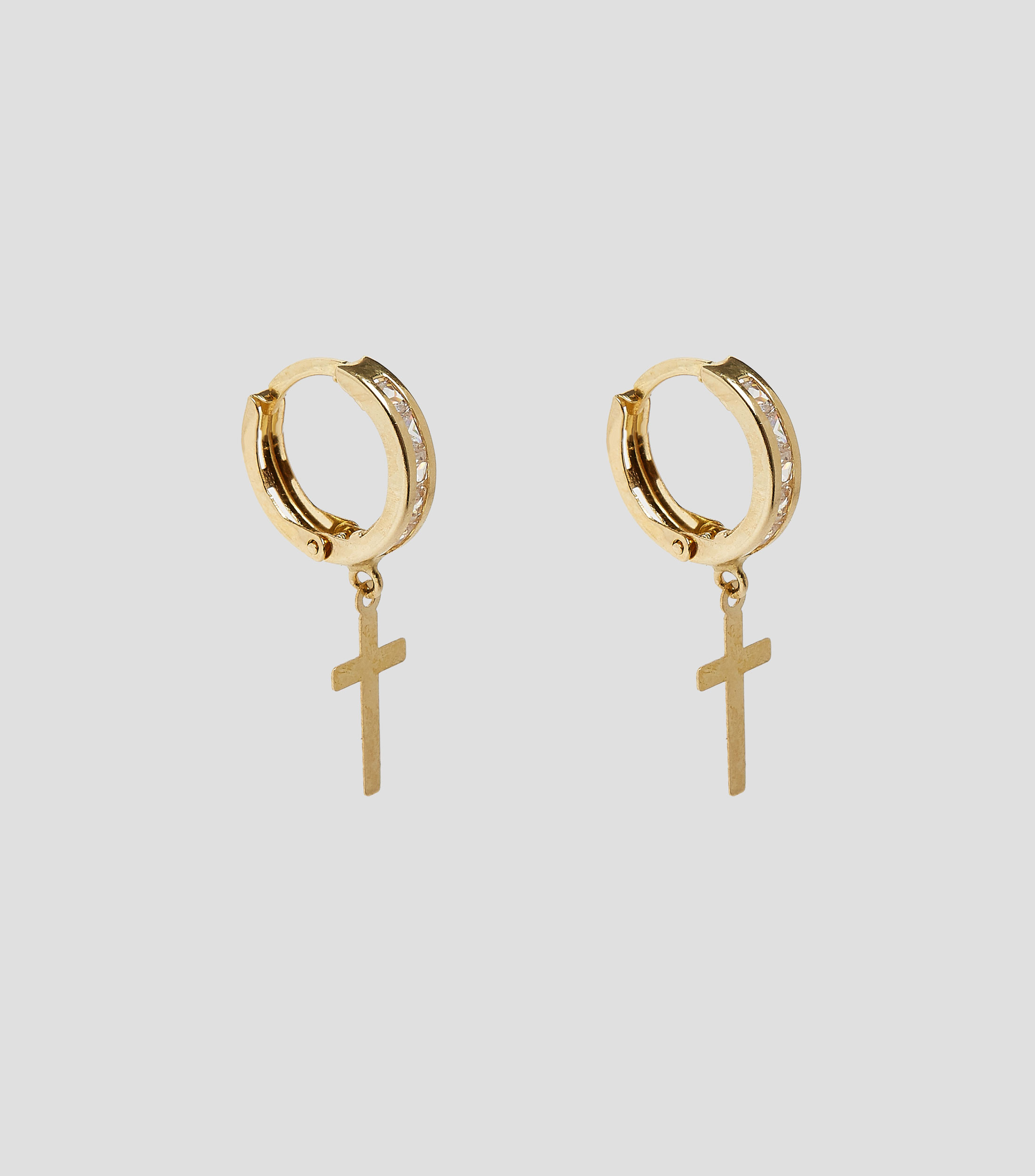 Aretes con charm de cruz Huggies Niña