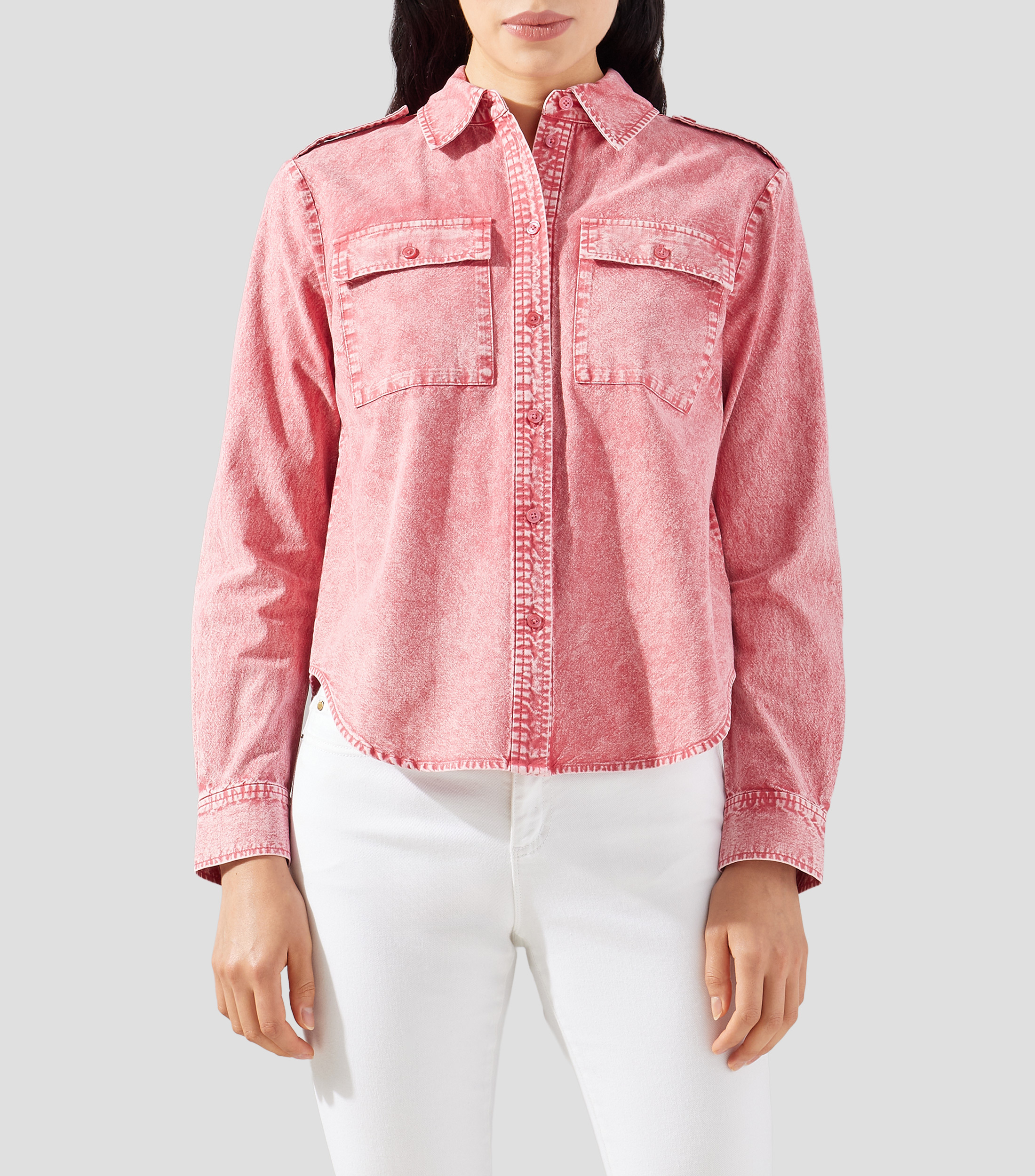 Camisa Deslavada manga larga Mujer