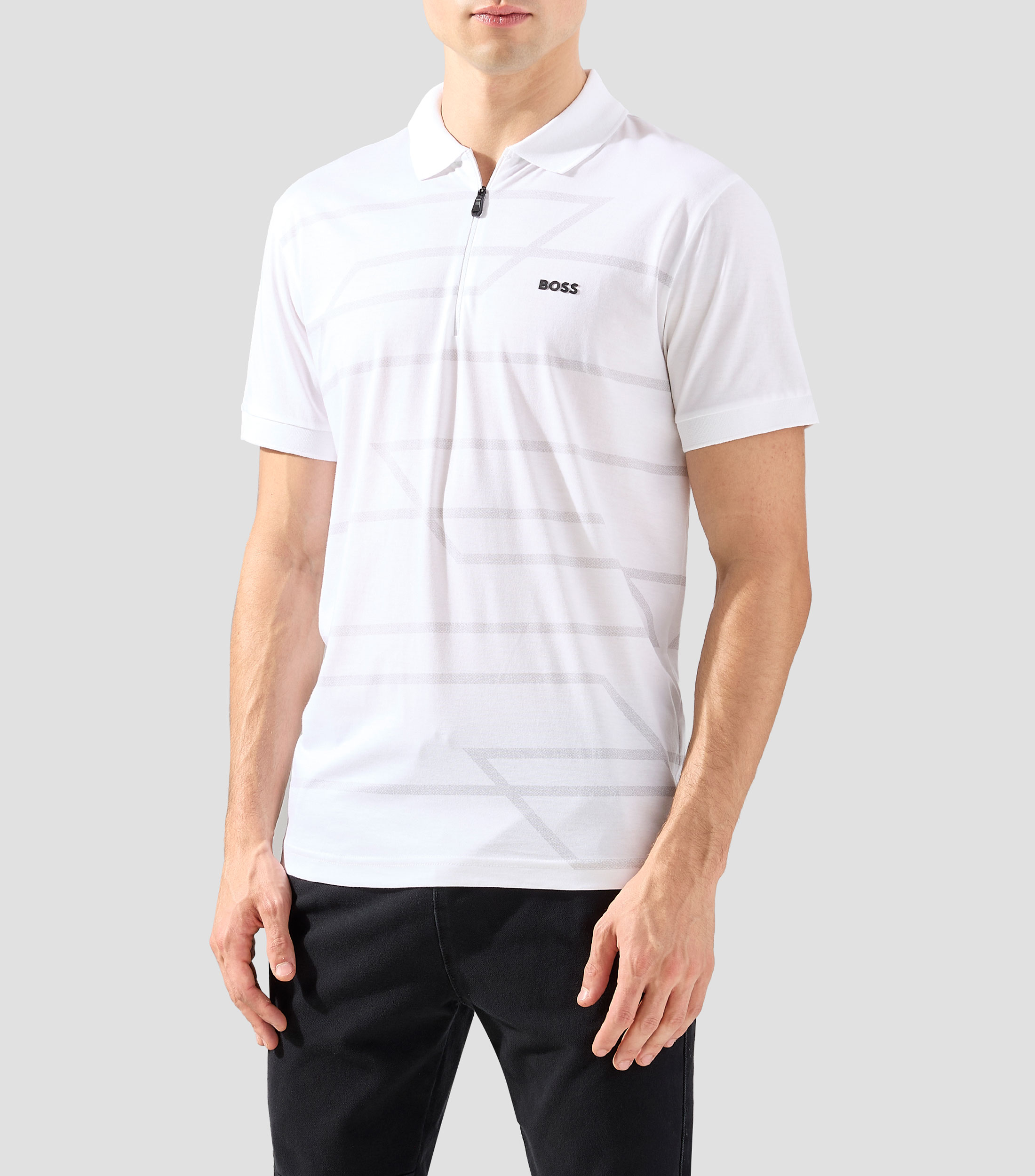 Playera tipo polo de manga corta estampada Hombre
