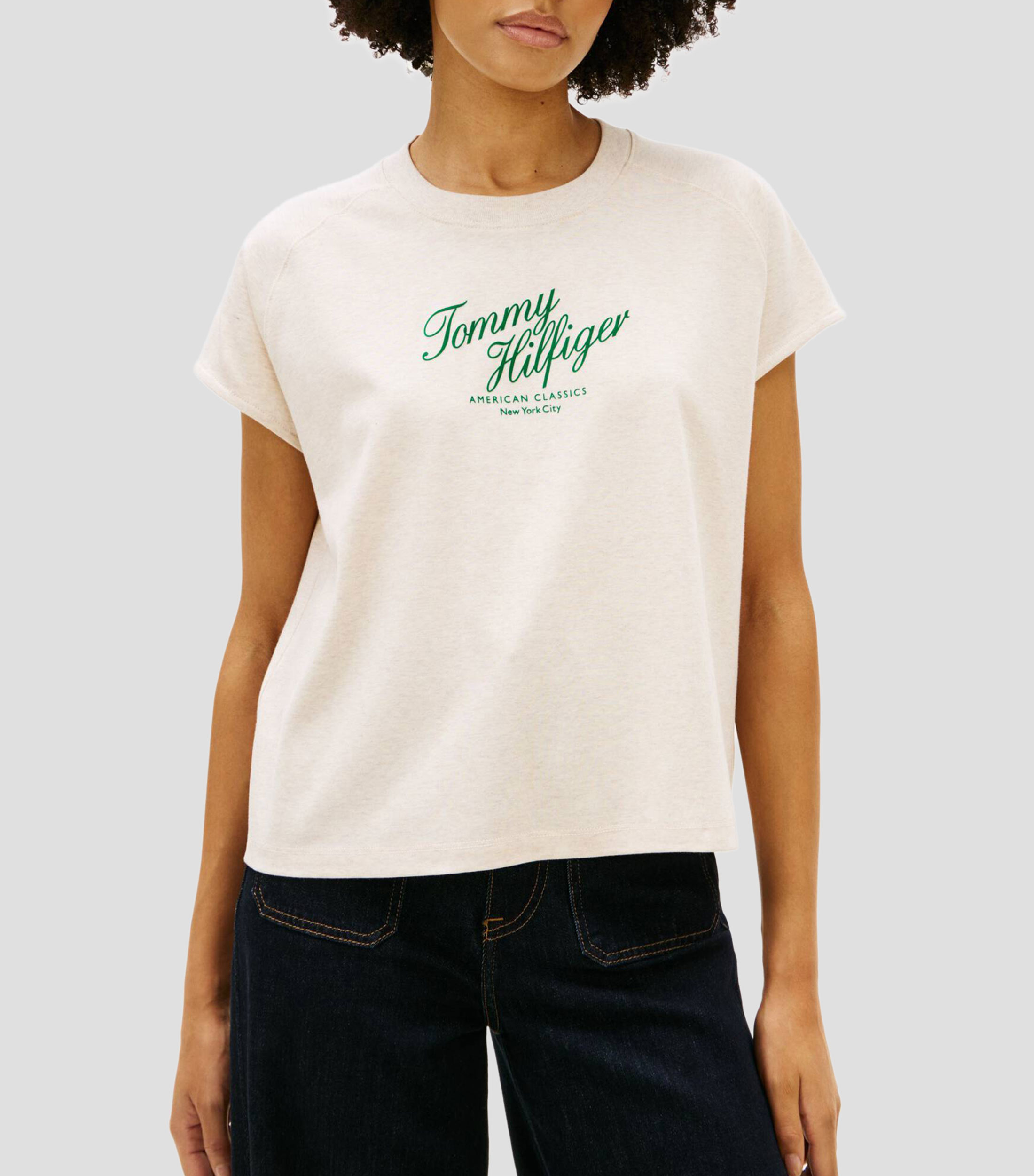 Playera cuello redondo manga corta estampada Mujer