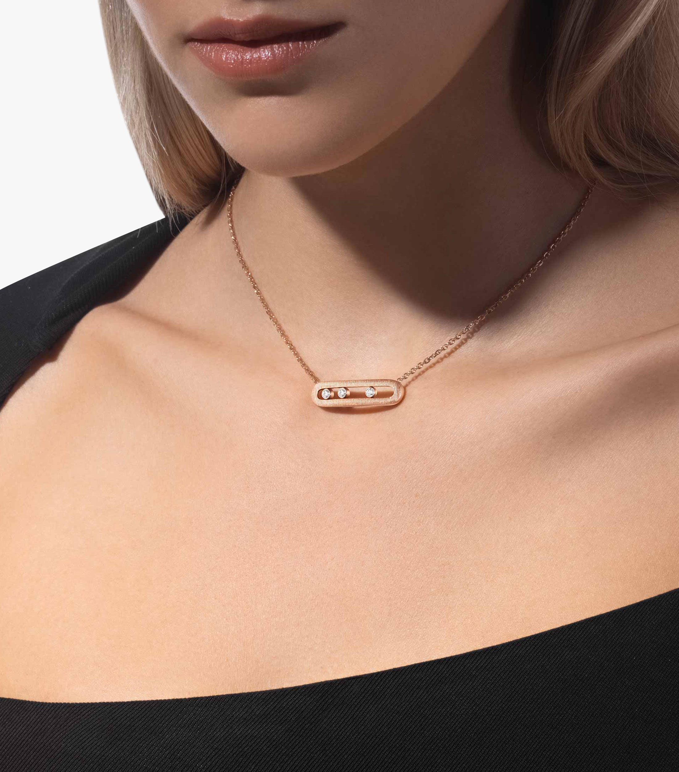 Collar en oro rosa de 18 kilates con diamantes Move Mujer