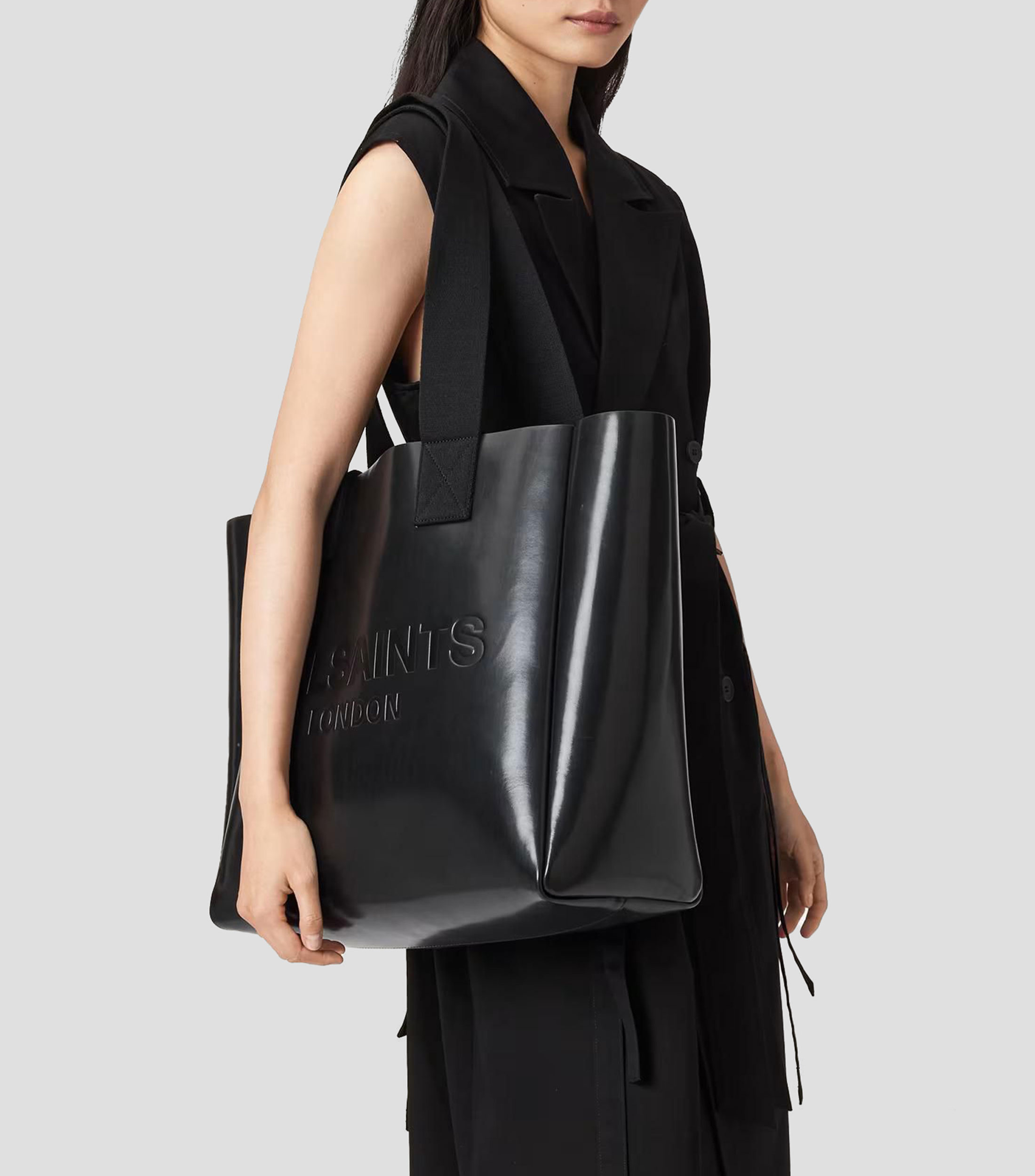 Bolsa tote en piel con logo Mujer