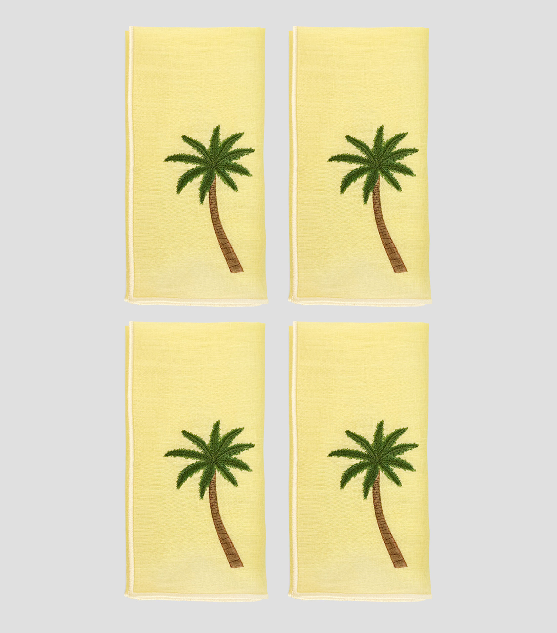 Set 4 Servilletas Amarillas Palmera Tropical