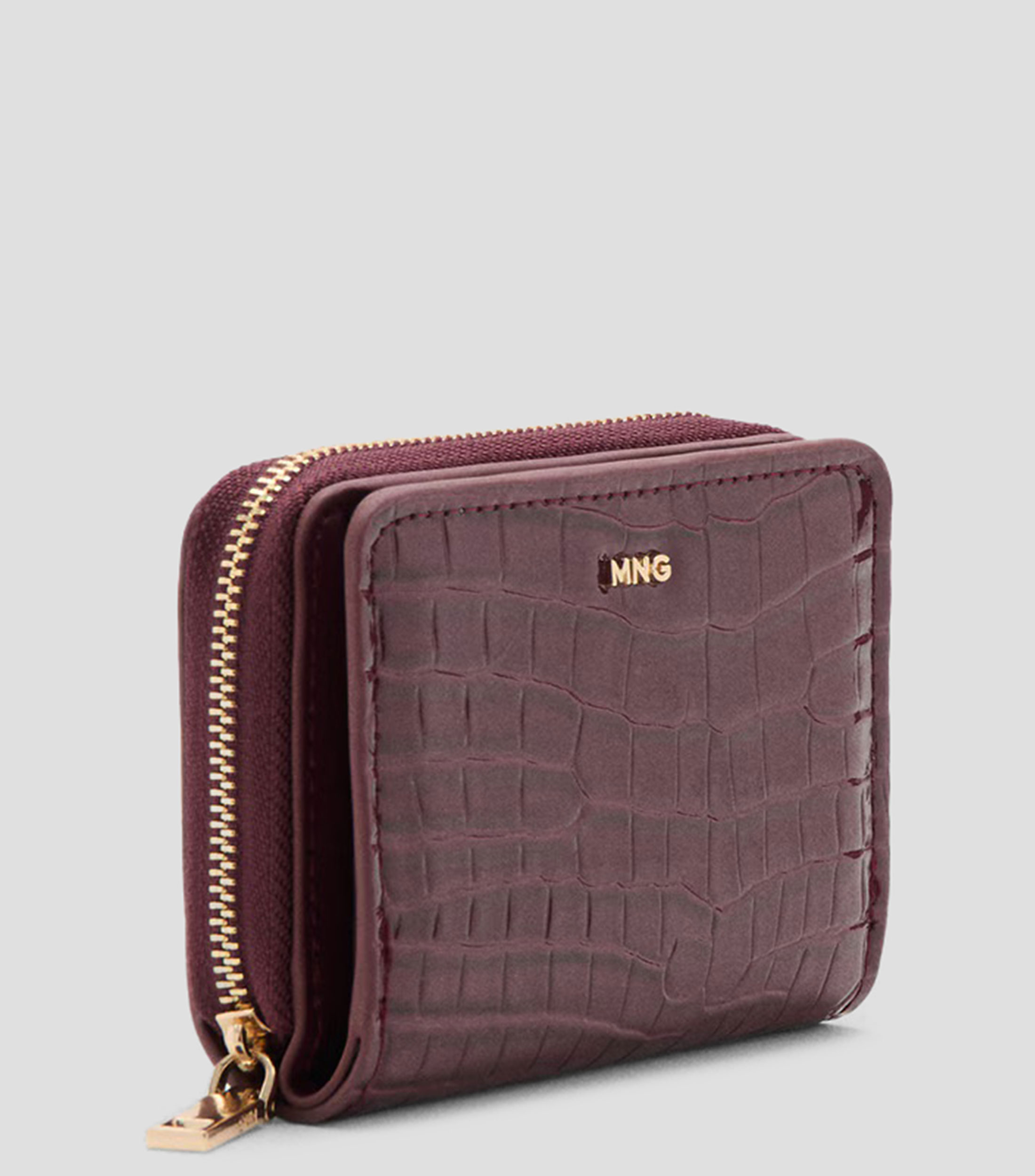 Cartera estampado cocodrilo brillante Mujer