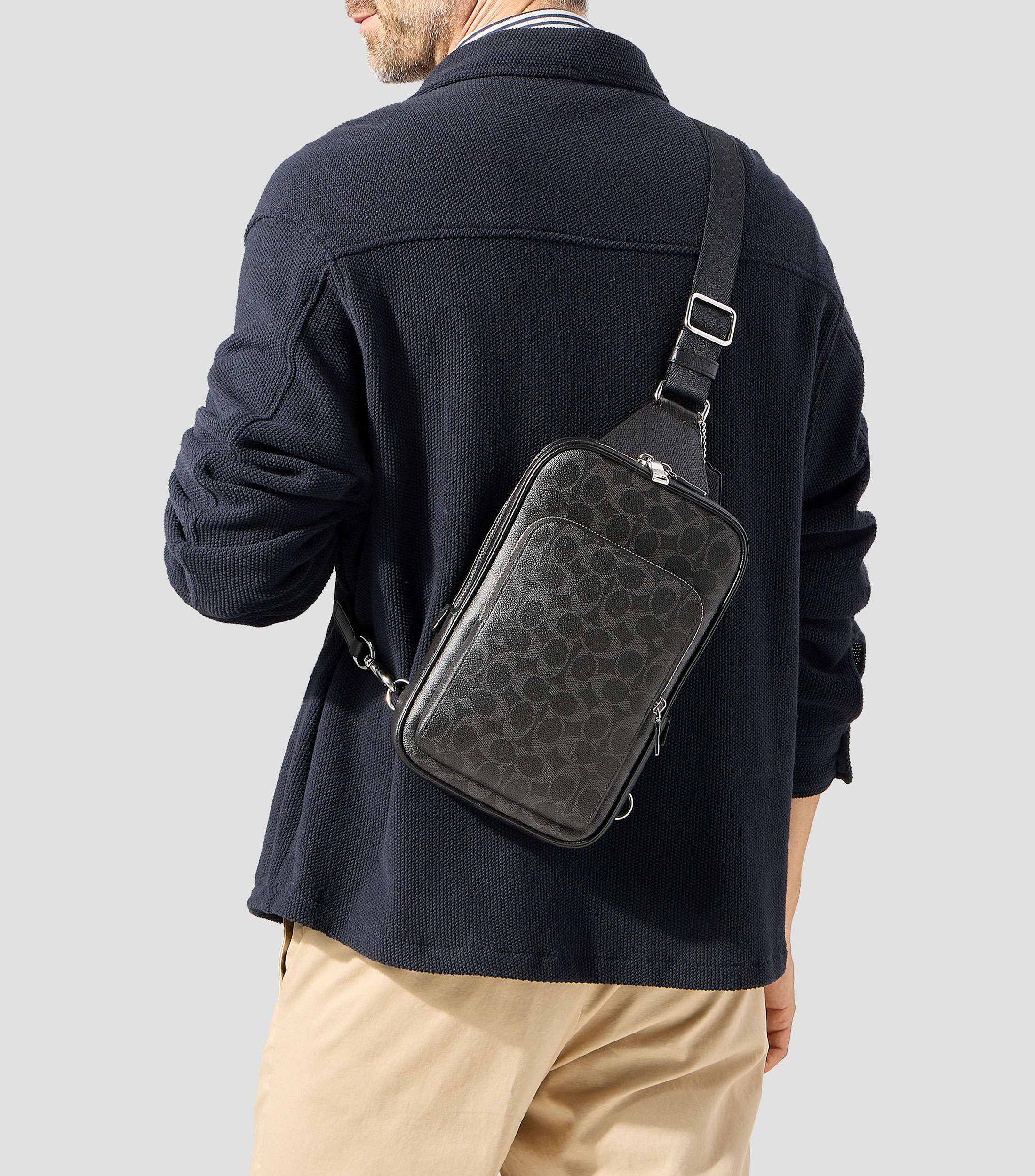 Bolso messenger negro en piel Felix monogram estampado Hombre