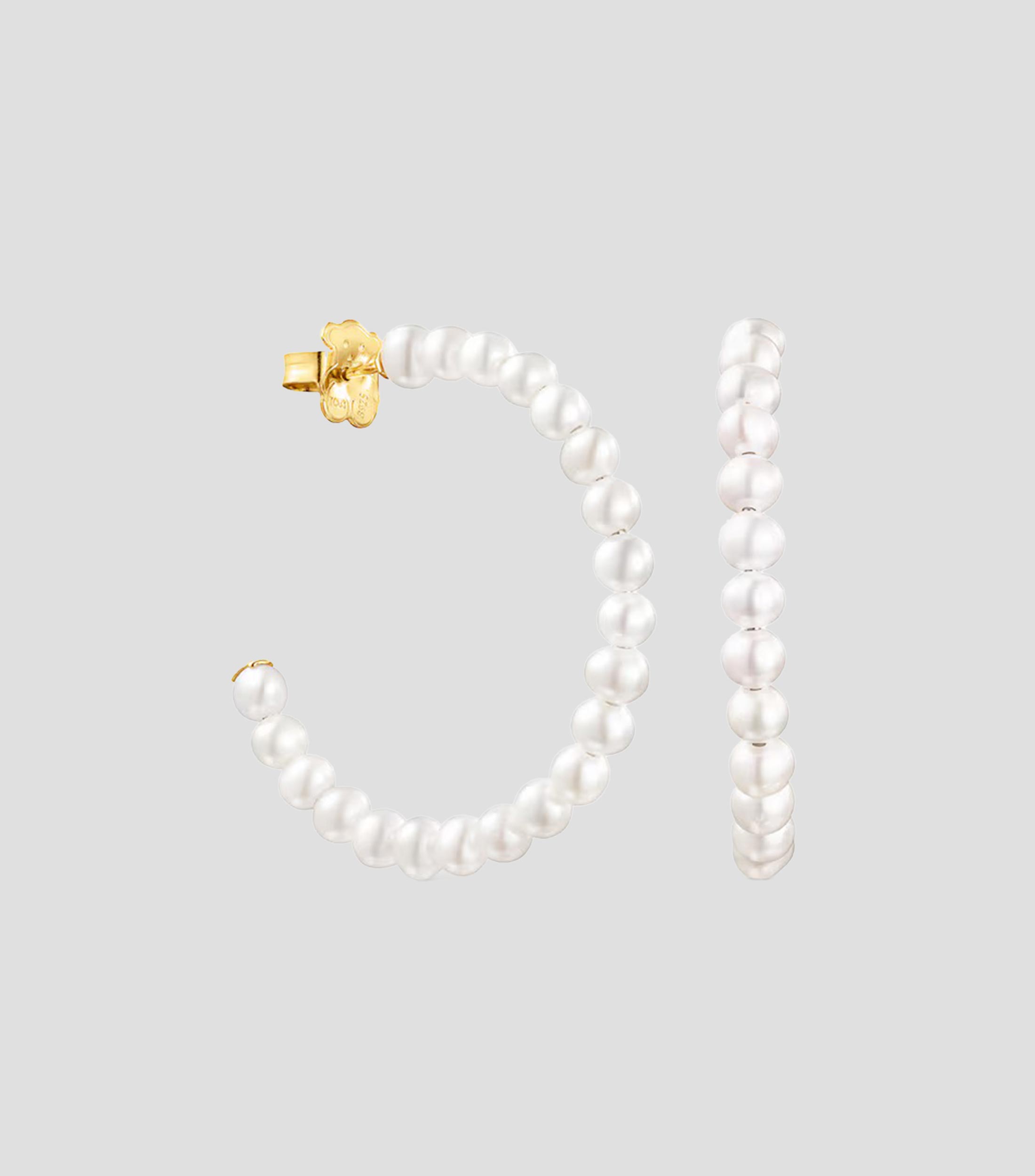 Aretes aro en Plata Gloss perlas Mujer
