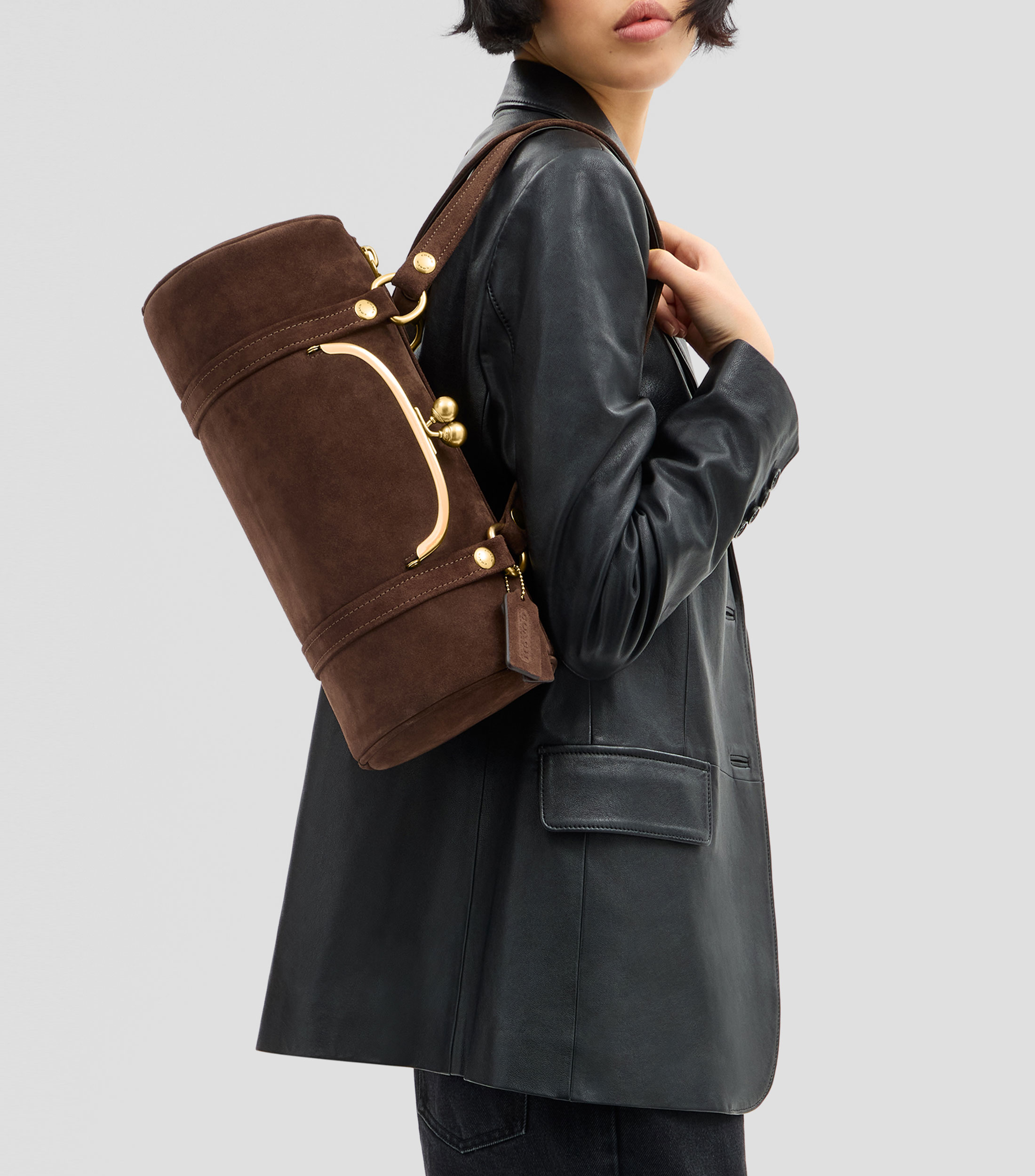 Bolsa Shoulder en suede Mujer