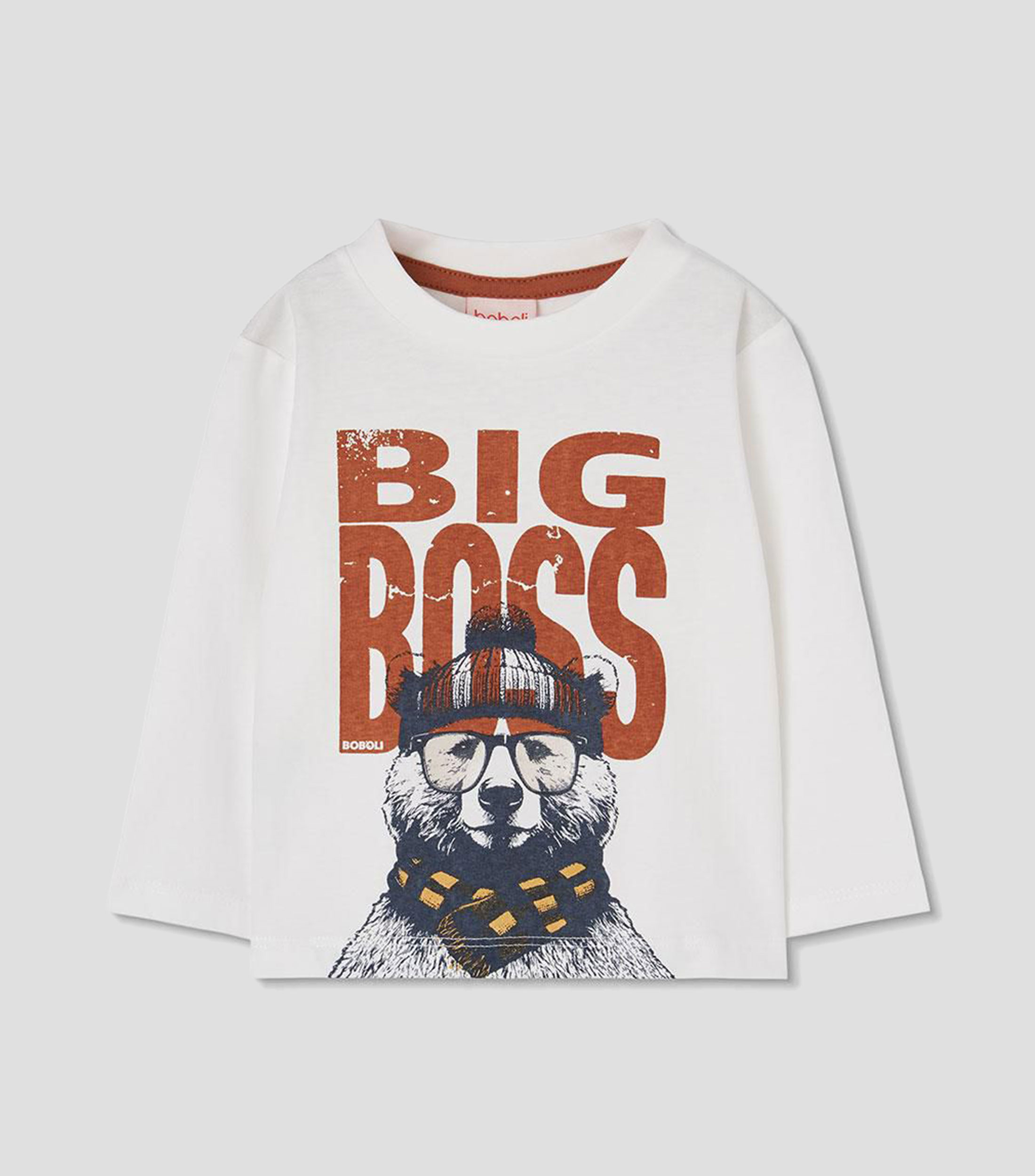 Playera cuello redondo manga larga con estampado Niños