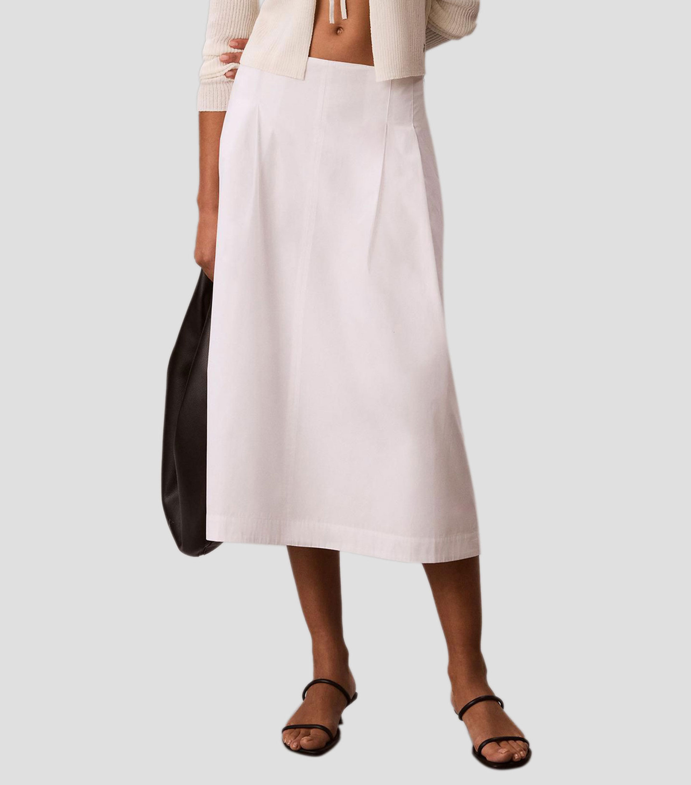 Falda midi de corte regular lisa Mujer