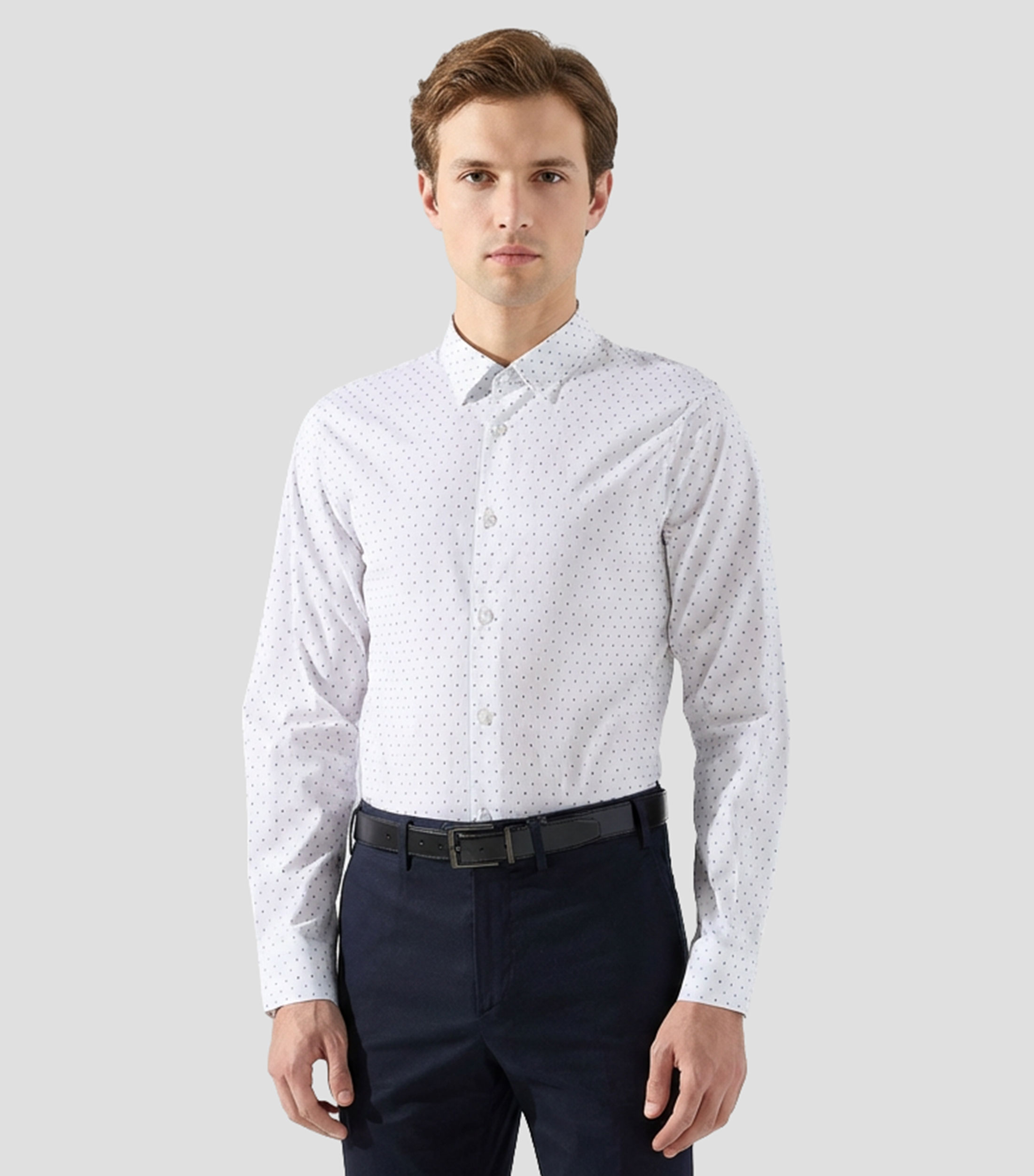 Camisa microdiseño de manga larga Hombre