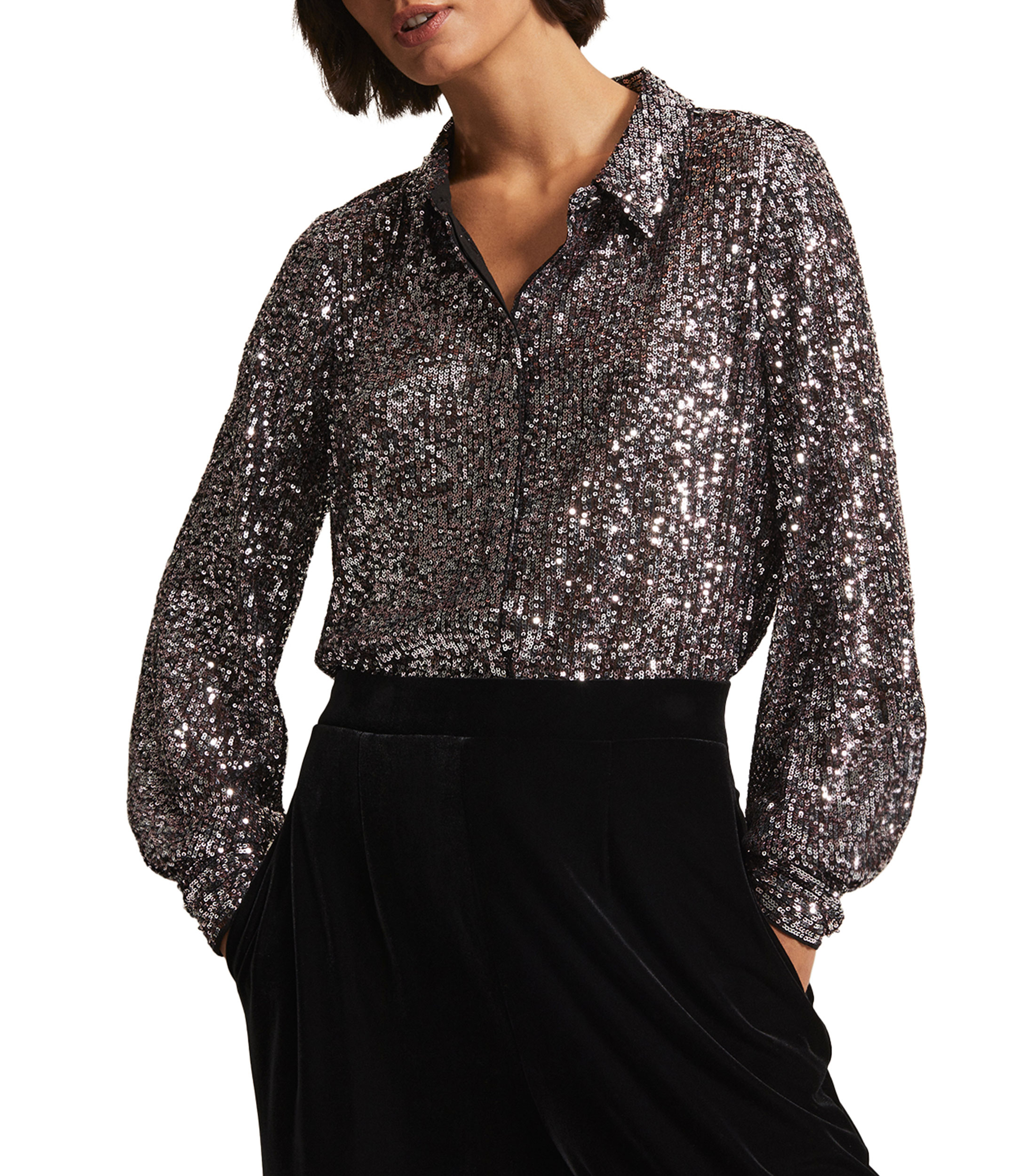 blusa lentejuelas blanca