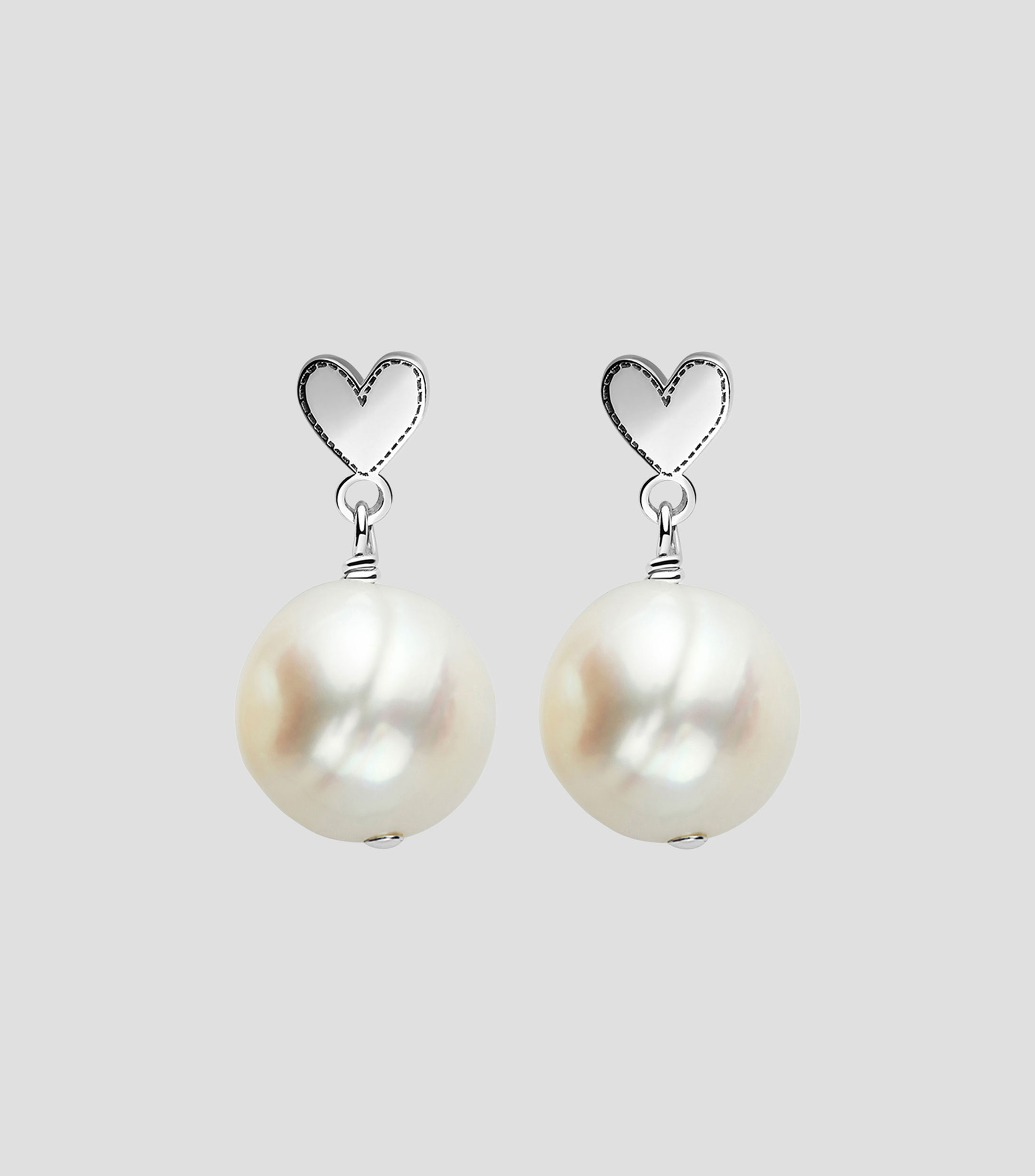 Aretes en plata .925 corazón con Perla Mujer